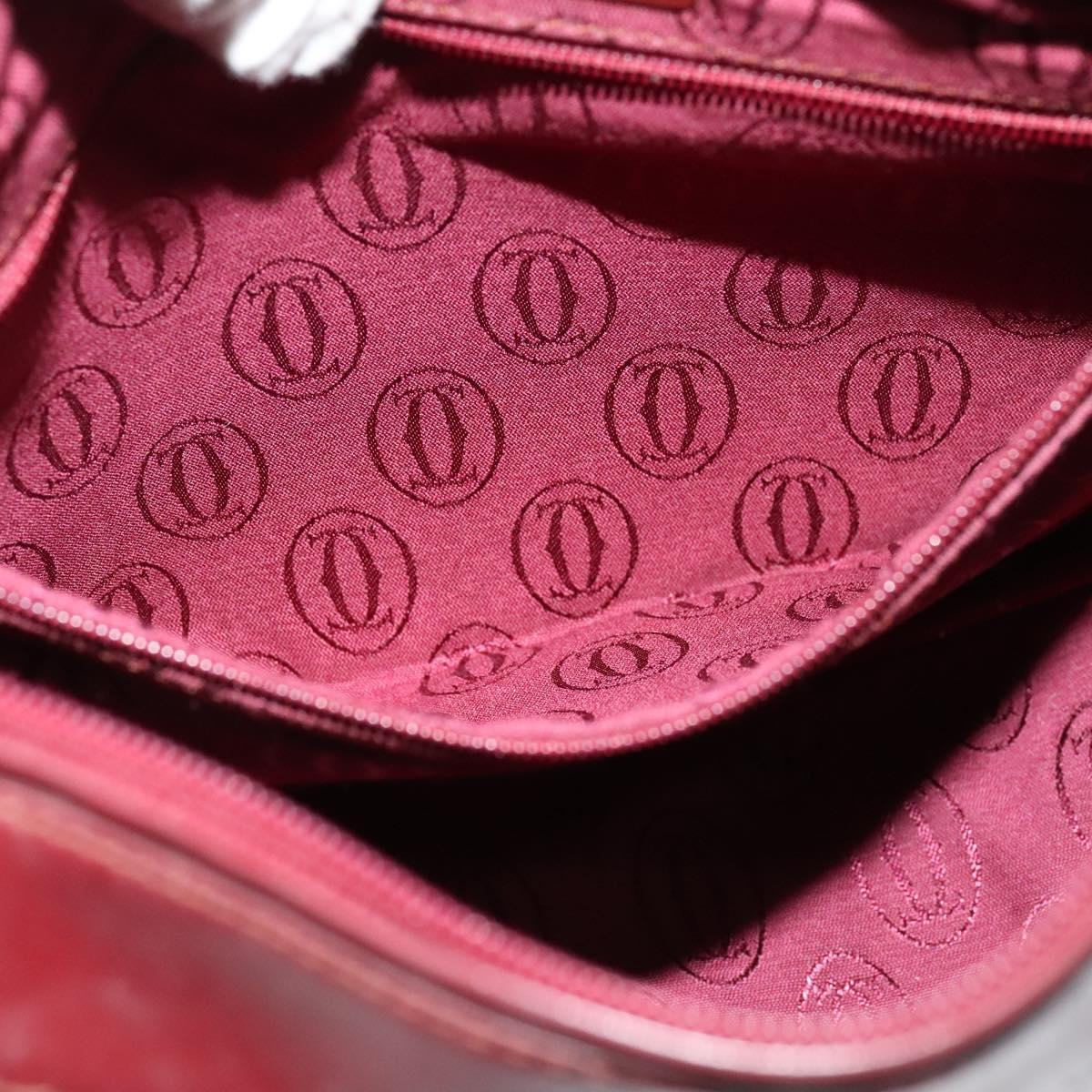 CARTIER Must Line Shoulder Bag Leather Bordeaux Gold Auth BA3962