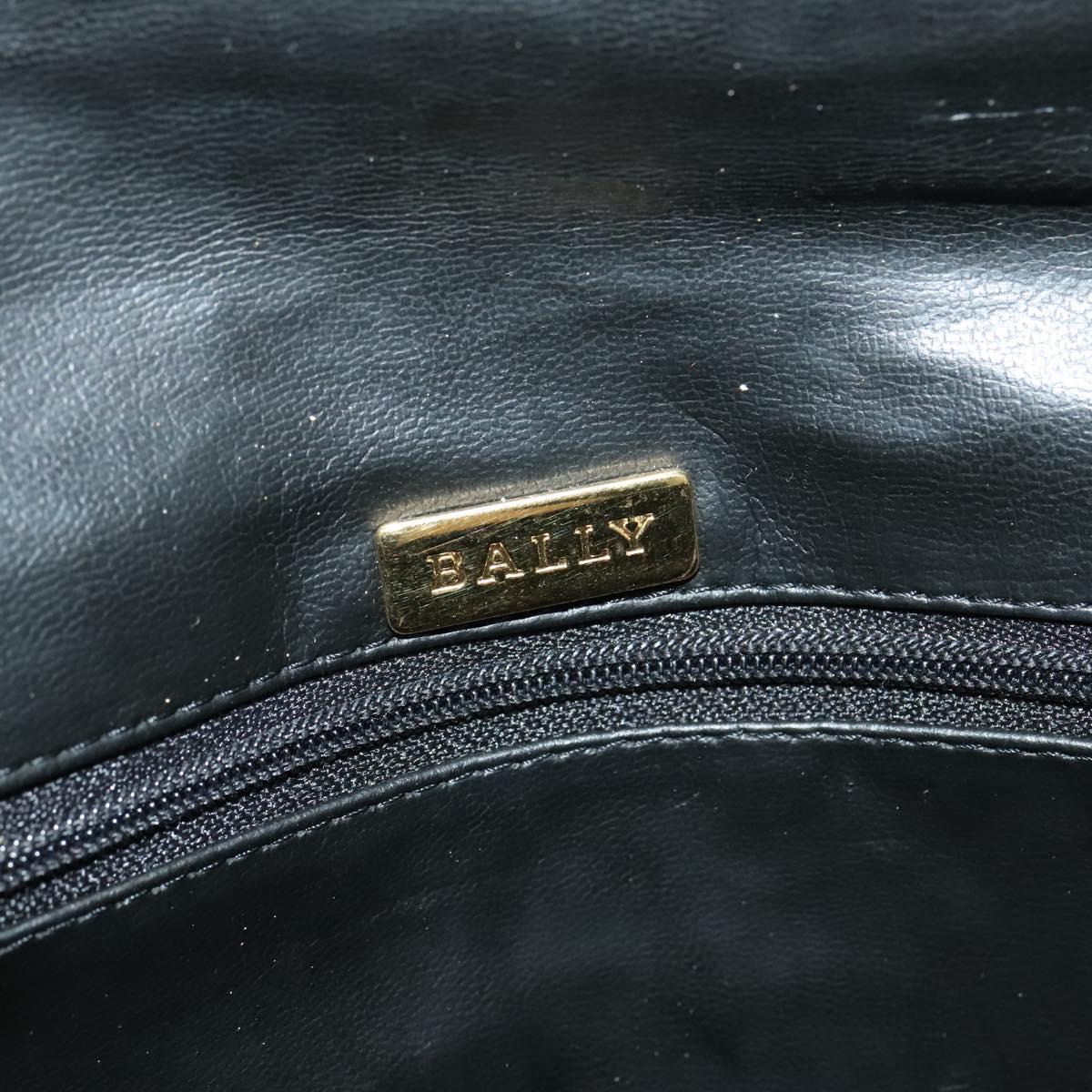 BALLY Chain Shoulder Bag Leather Black Gold Auth BA3966