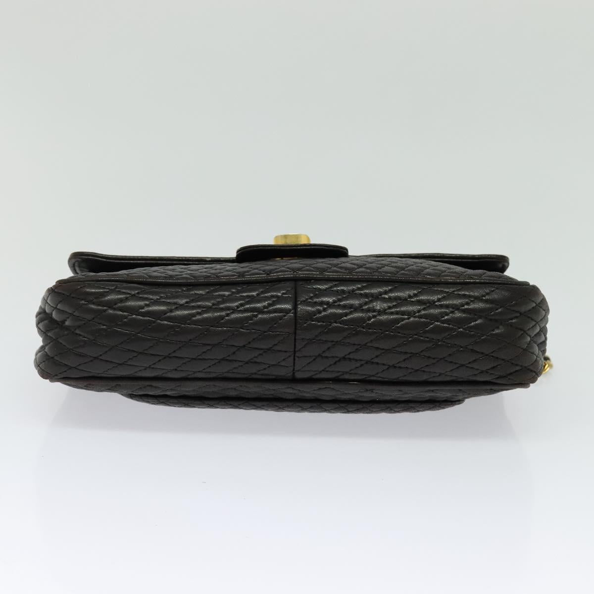 BALLY Chain Shoulder Bag Leather Black Gold Auth BA3966