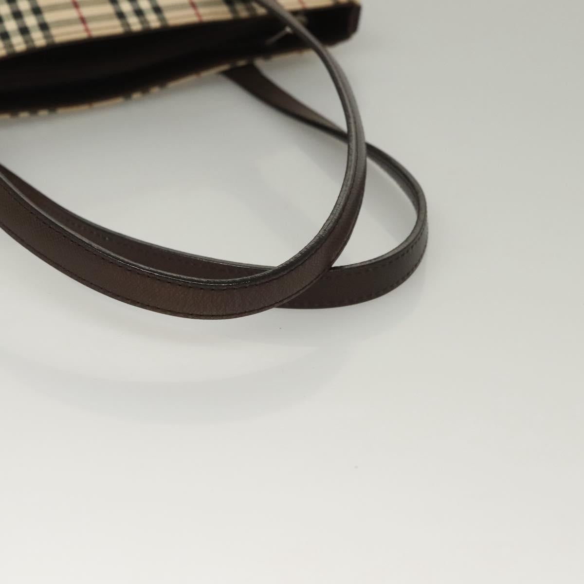 BURBERRY Nova Check Tote Bag Canvas Beige Silver Auth BA3977