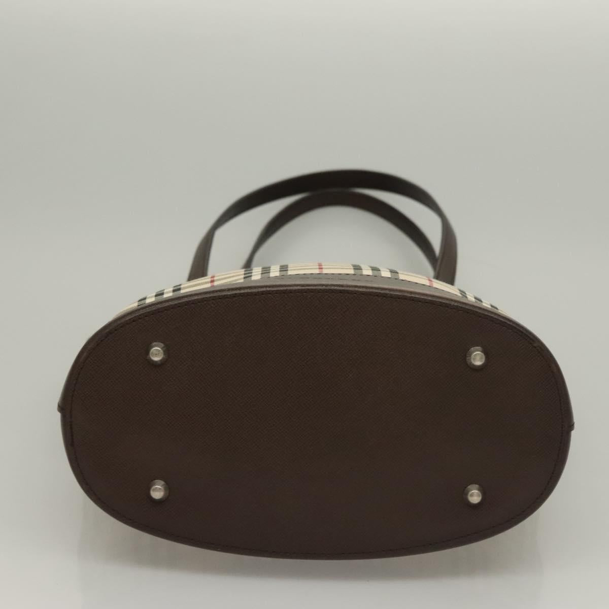 BURBERRY Nova Check Tote Bag Canvas Beige Silver Auth BA3977