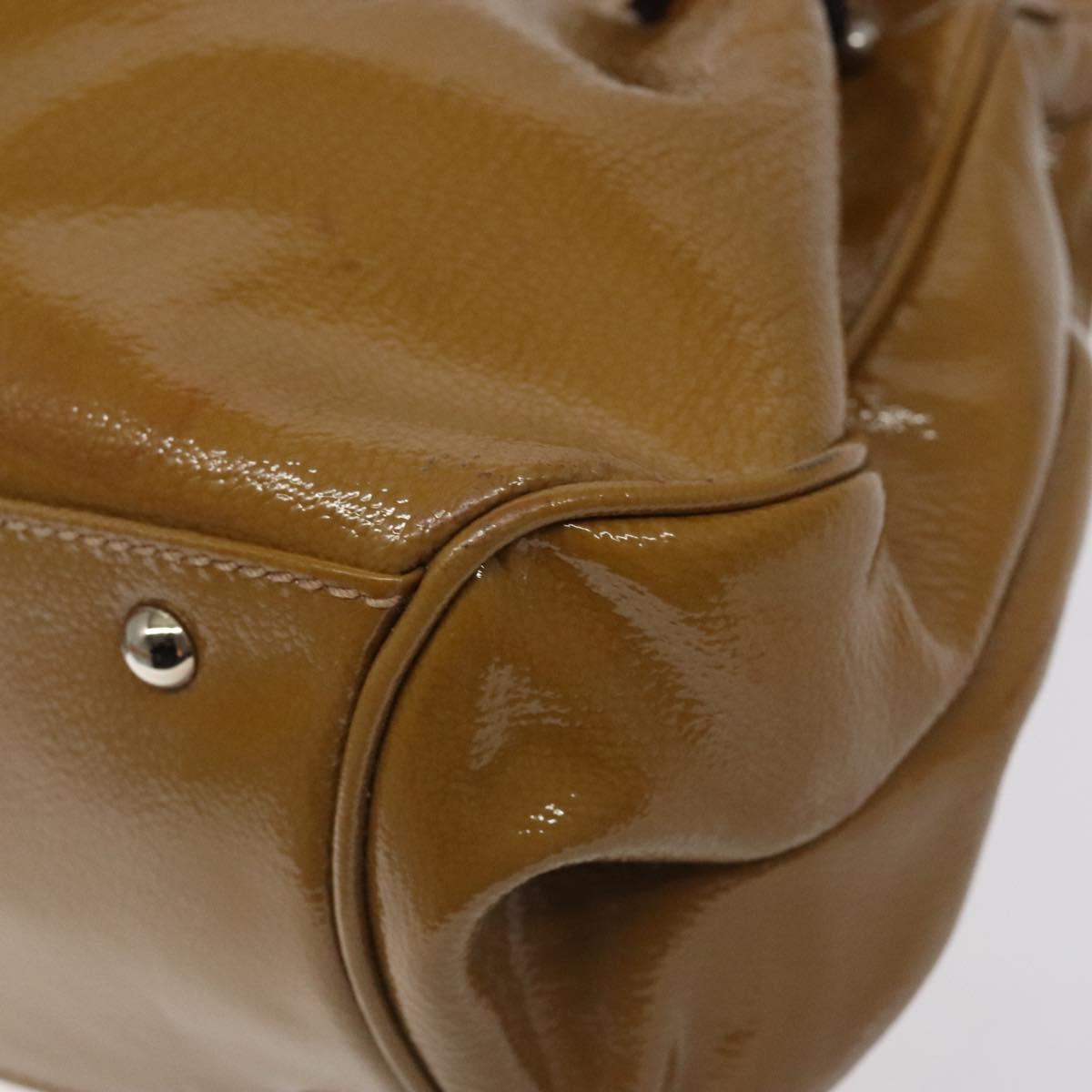 Salvatore Ferragamo Hand Bag Patent leather Brown Silver Auth BA3981