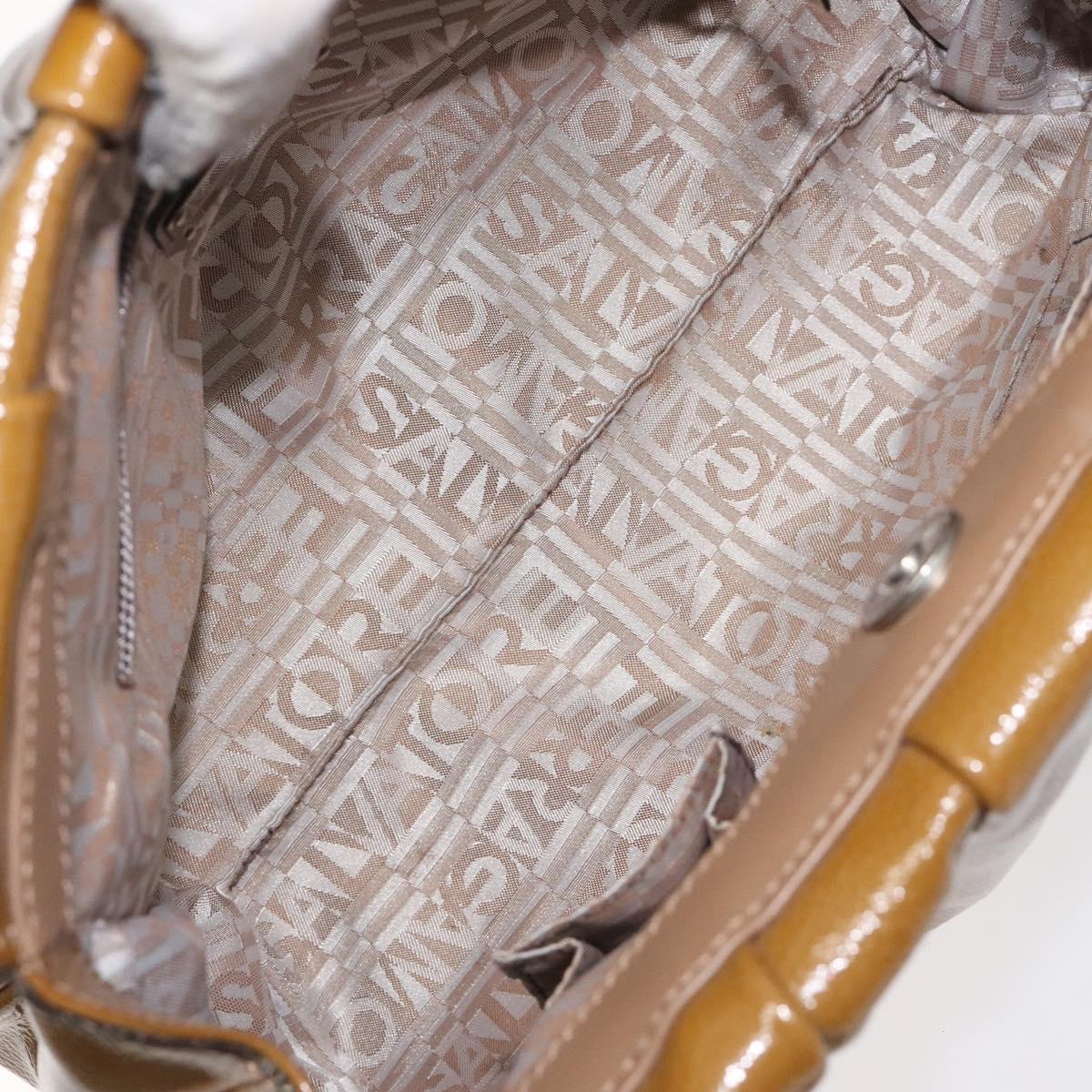 Salvatore Ferragamo Hand Bag Patent leather Brown Silver Auth BA3981