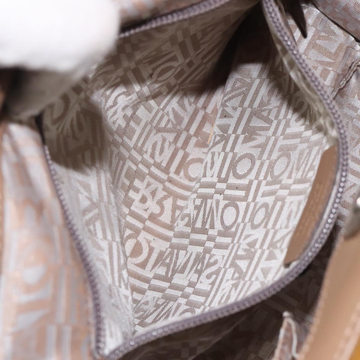 Salvatore Ferragamo Hand Bag Patent leather Brown Silver Auth BA3981