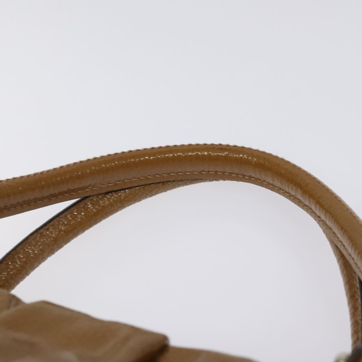 Salvatore Ferragamo Hand Bag Patent leather Brown Silver Auth BA3981