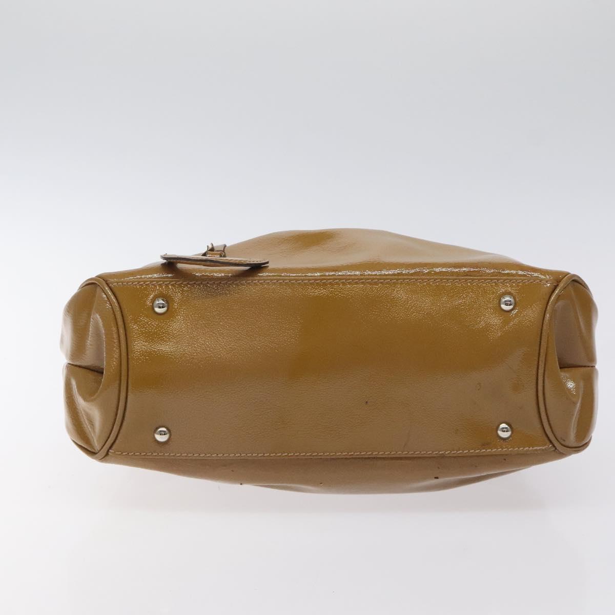 Salvatore Ferragamo Hand Bag Patent leather Brown Silver Auth BA3981