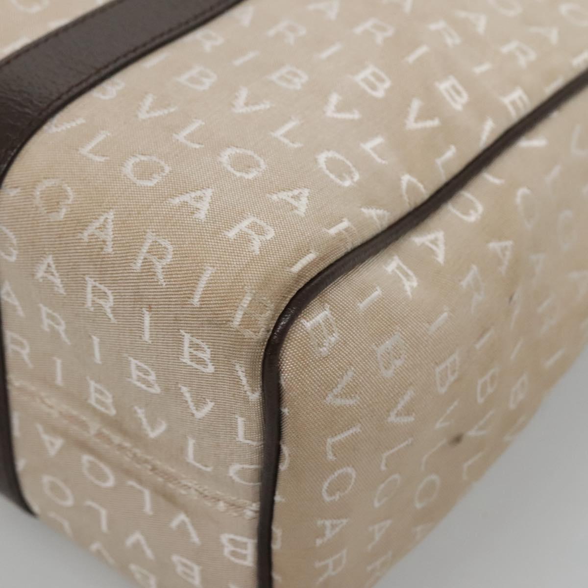 BVLGARI Logo Mania Tote Bag Canvas Beige Auth BA3987