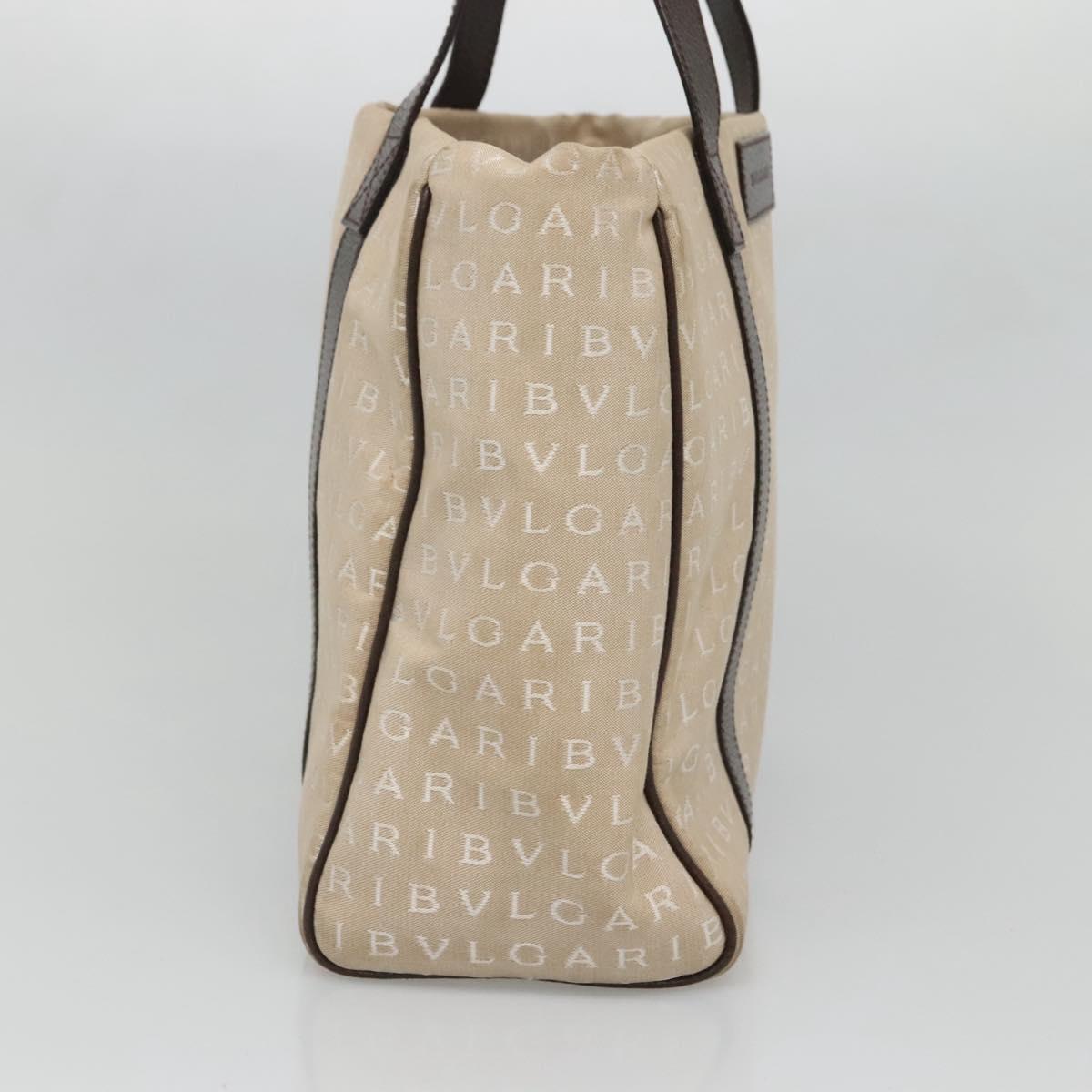 BVLGARI Logo Mania Tote Bag Canvas Beige Auth BA3987