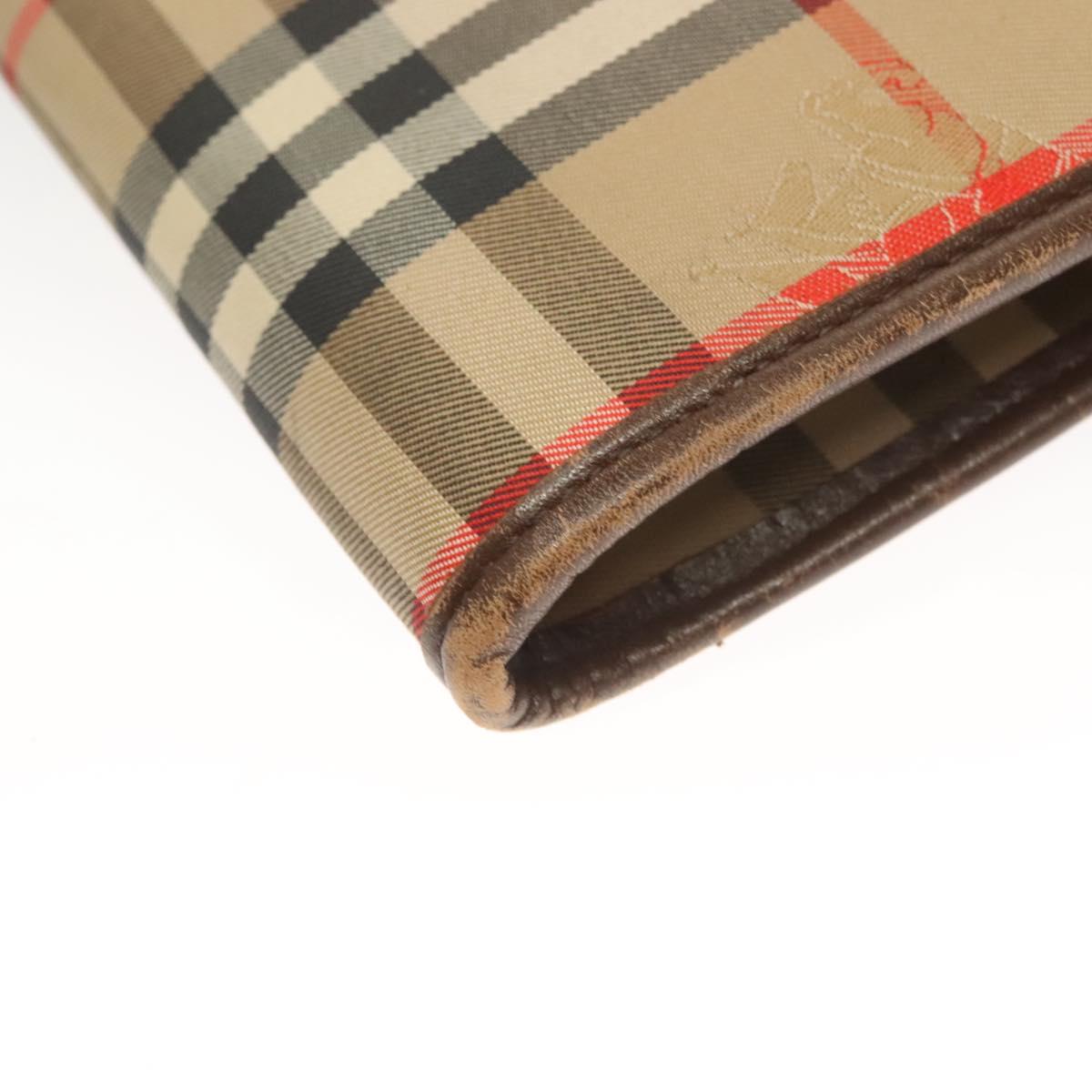 Burberrys Nova Check Document Case Clutch Bag Canvas Beige Gold Auth BA3988