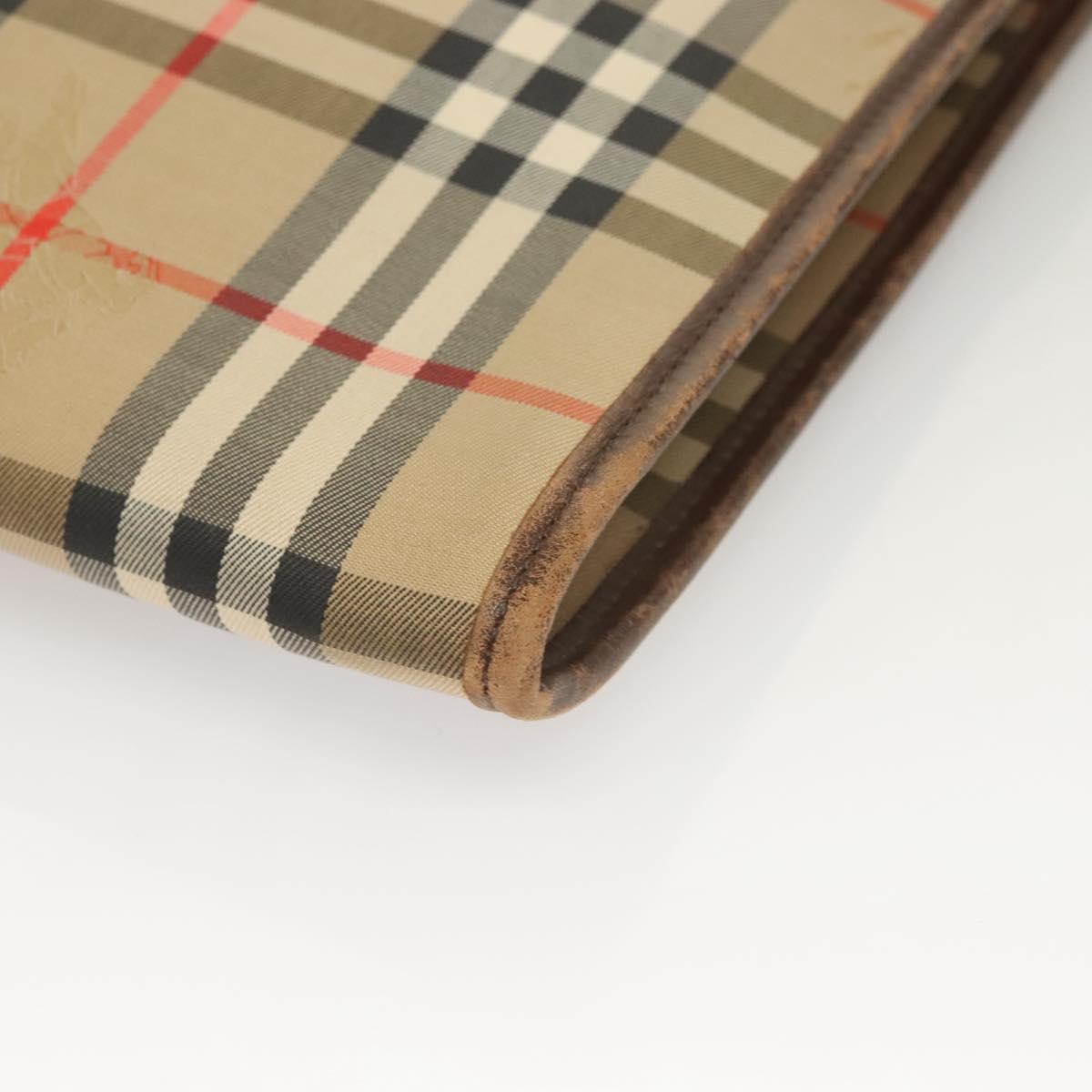 Burberrys Nova Check Document Case Clutch Bag Canvas Beige Gold Auth BA3988