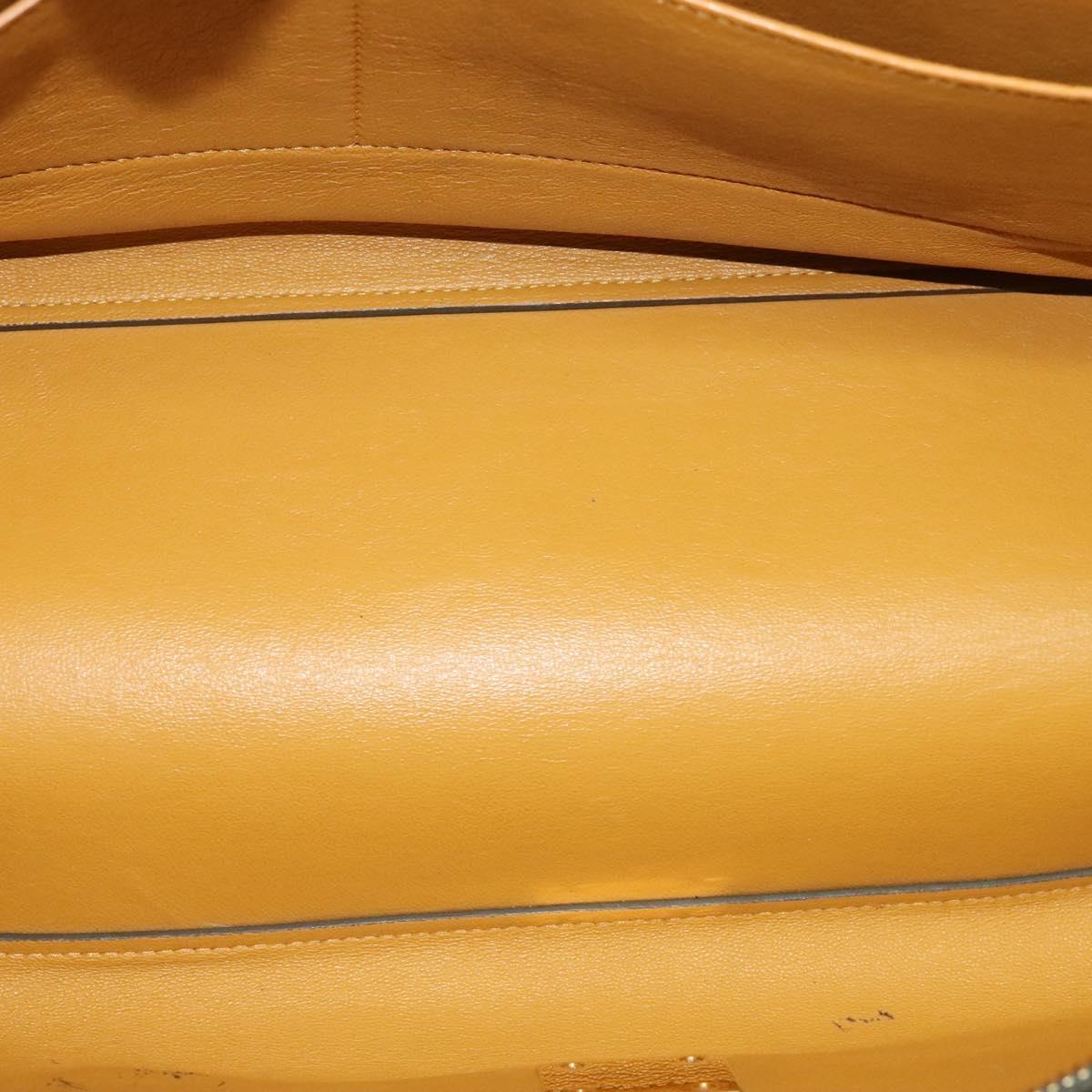 CELINE Trapeze Hand Bag Leather 2way Navy Gold Auth BA400