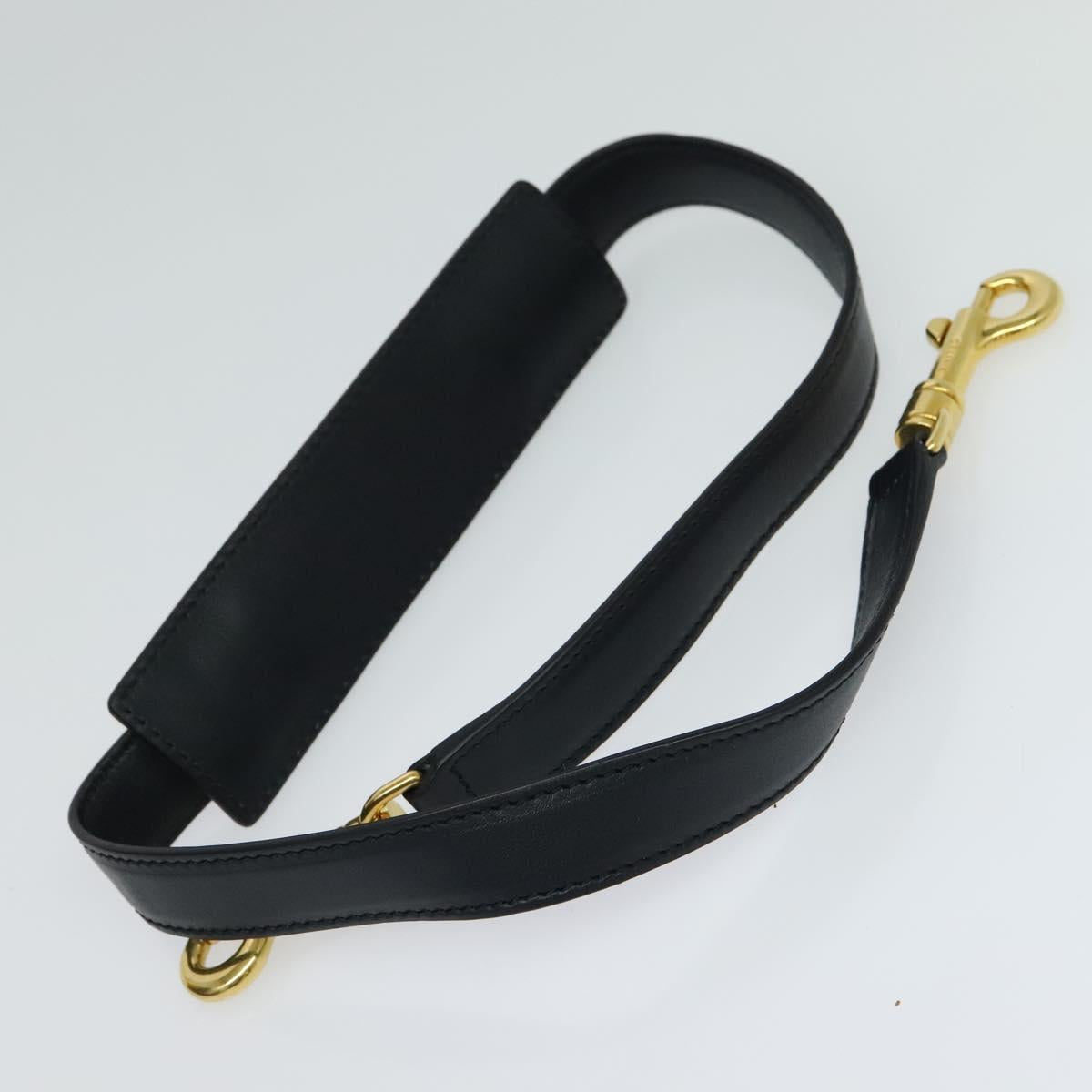 CELINE Trapeze Hand Bag Leather 2way Navy Gold Auth BA400