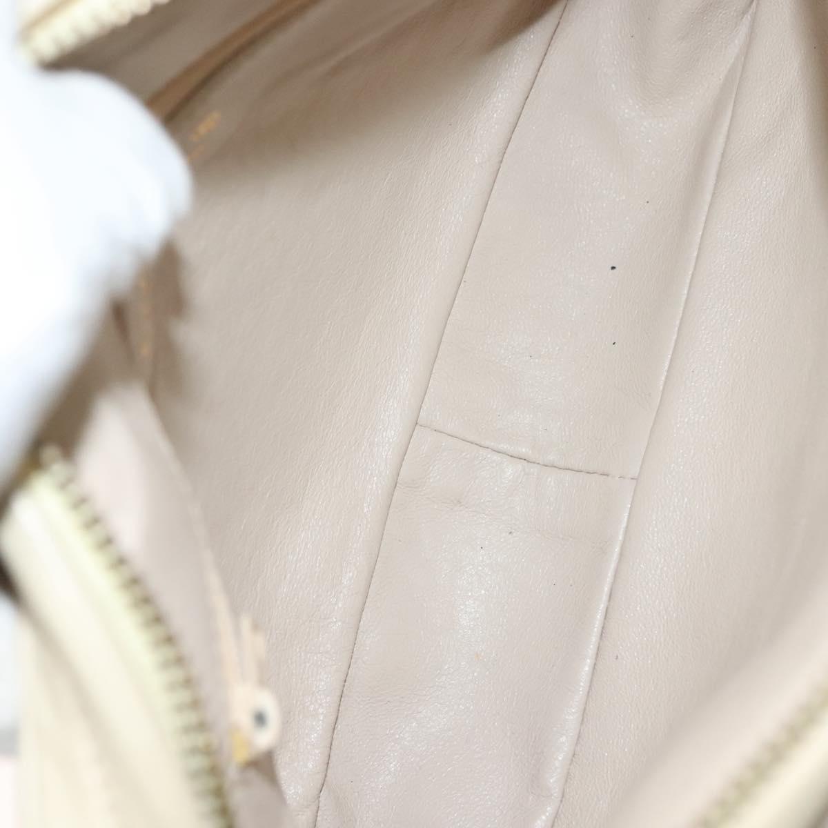 CHANEL Matelasse Chain Shoulder Bag Lamb Skin White Gold CC Auth BA4005