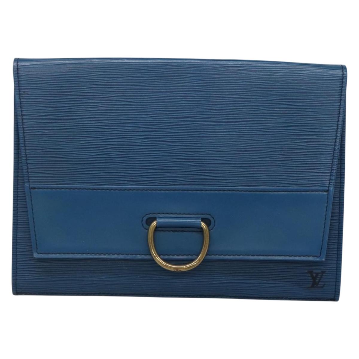 LOUIS VUITTON Epi Jena Clutch Bag Blue M52715 LV Auth BA4006