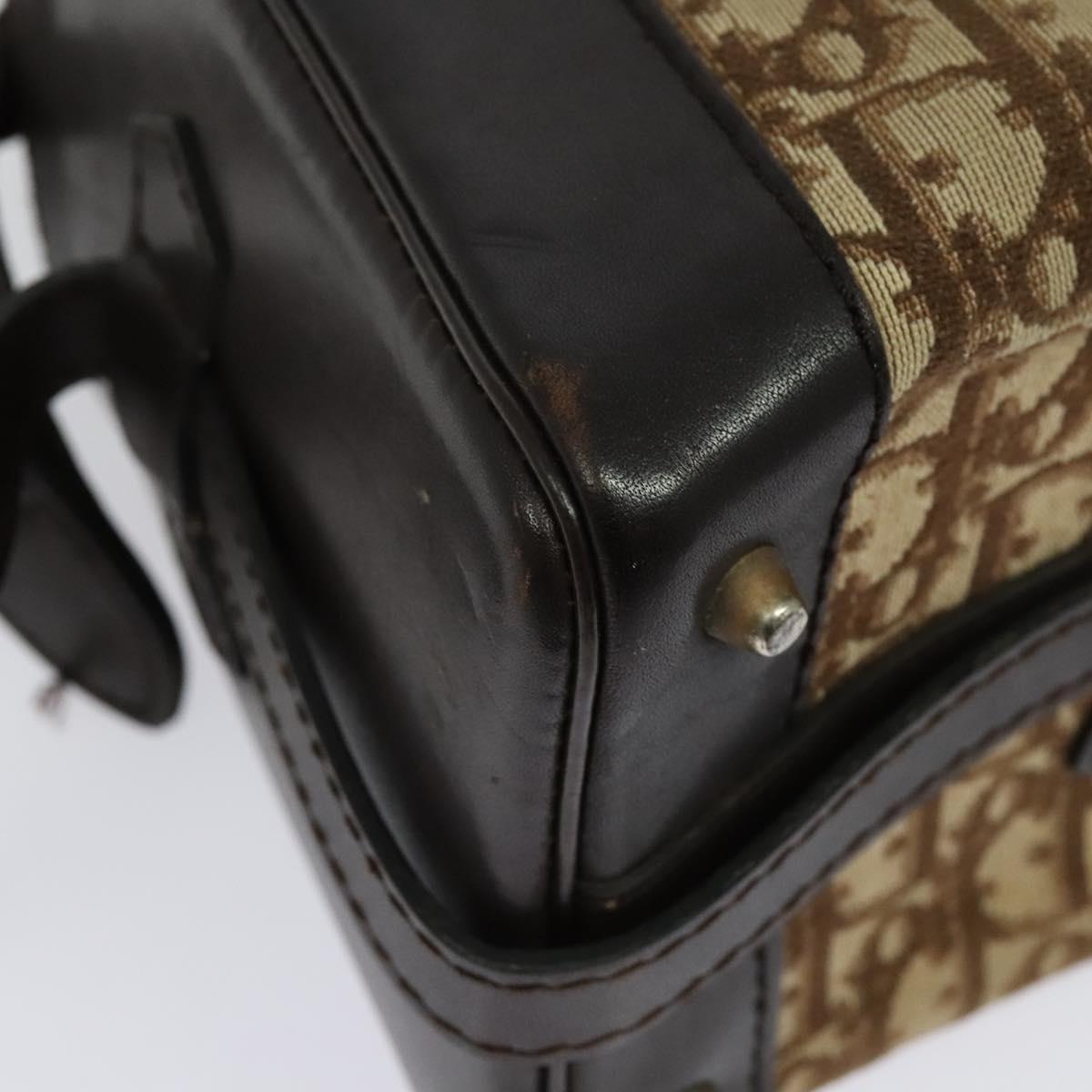 Christian Dior Trotter Canvas Shoulder Bag Brown Gold Auth BA4009