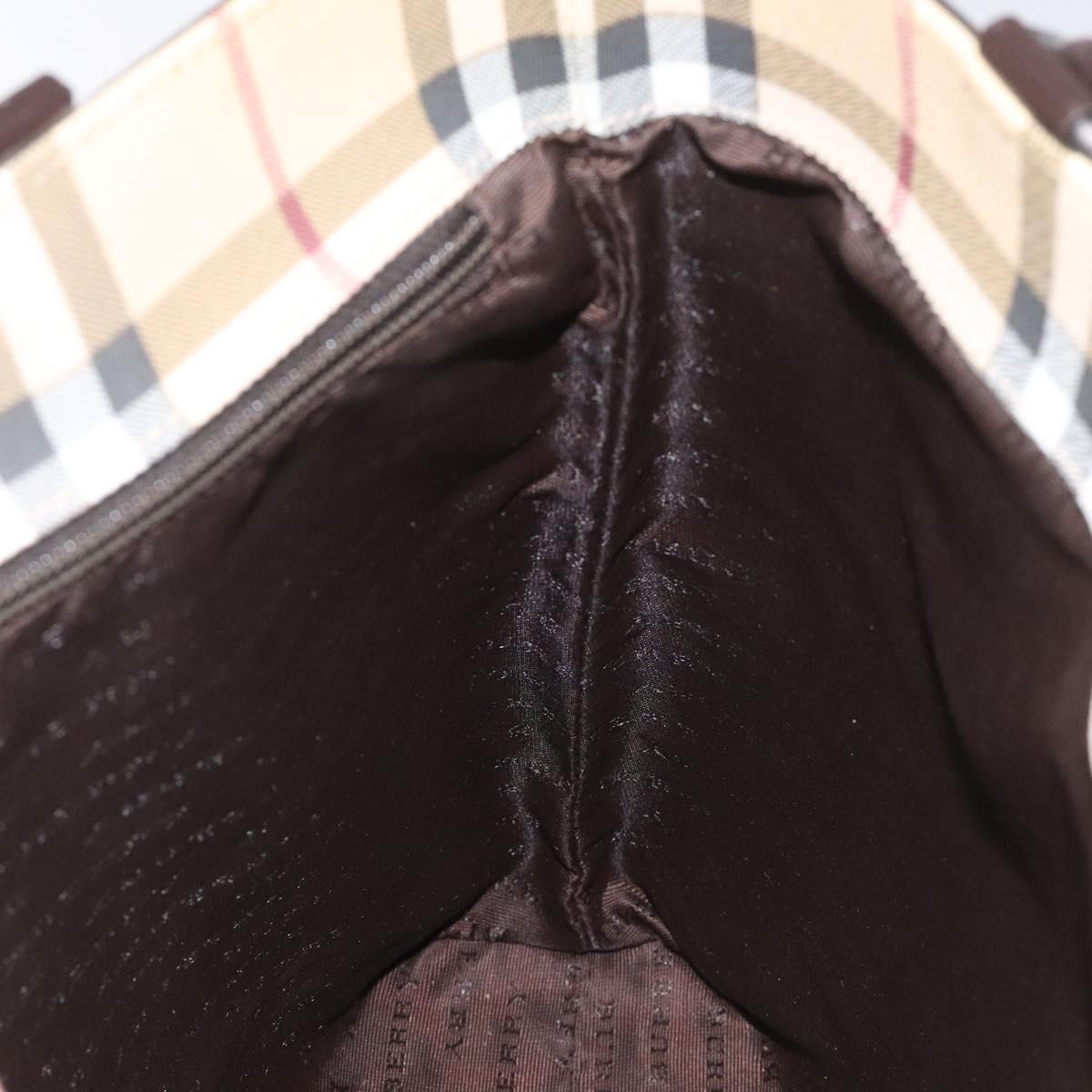 BURBERRY Nova Check Tote Bag PVC Leather Beige Brown Auth BA401