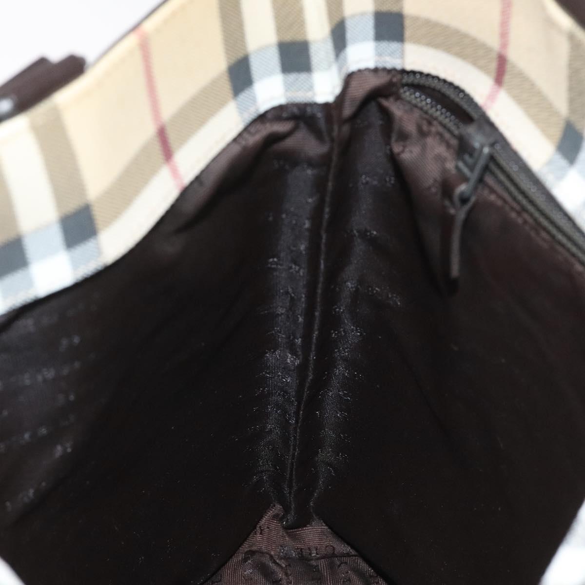 BURBERRY Nova Check Tote Bag PVC Leather Beige Brown Auth BA401