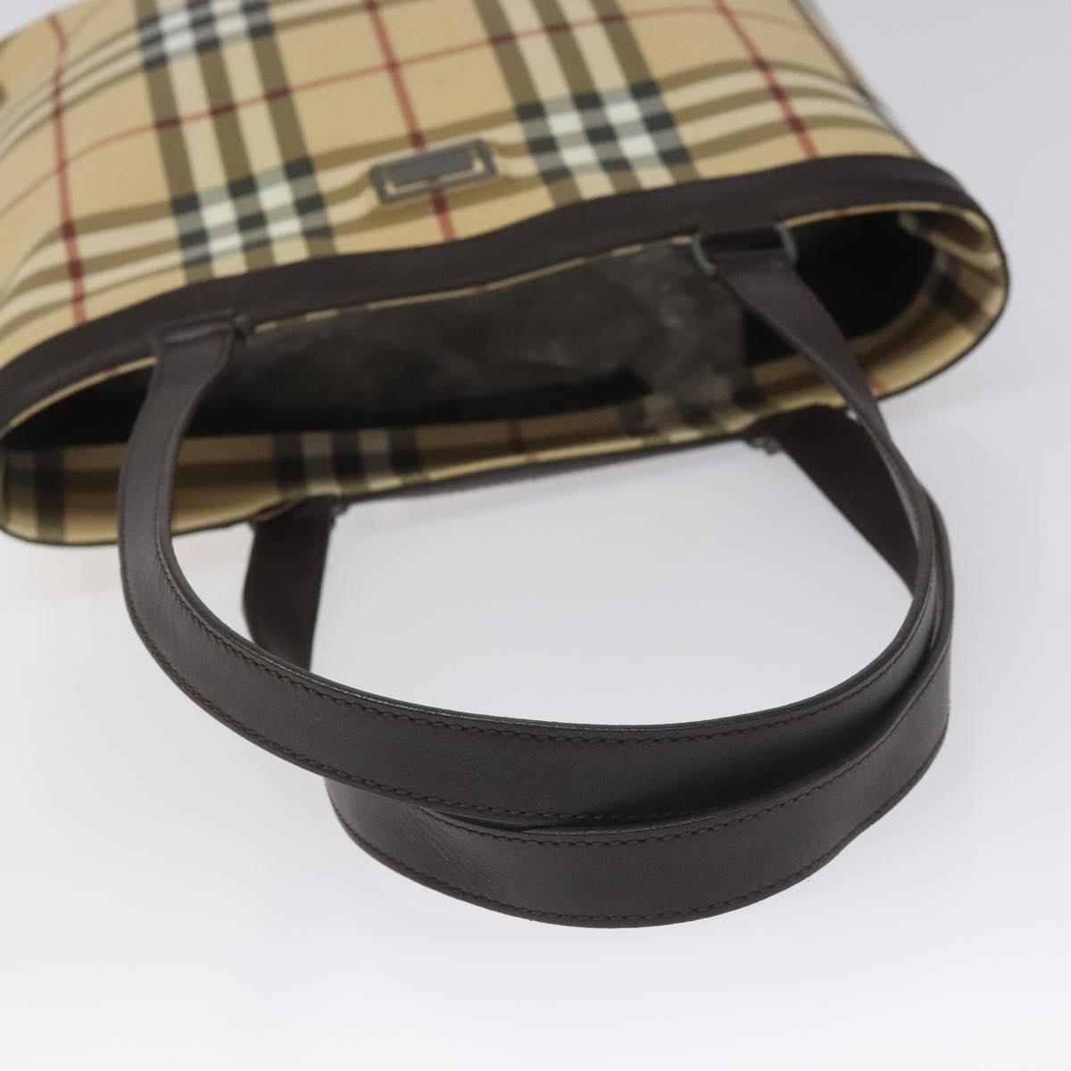 BURBERRY Nova Check Tote Bag PVC Leather Beige Brown Auth BA401