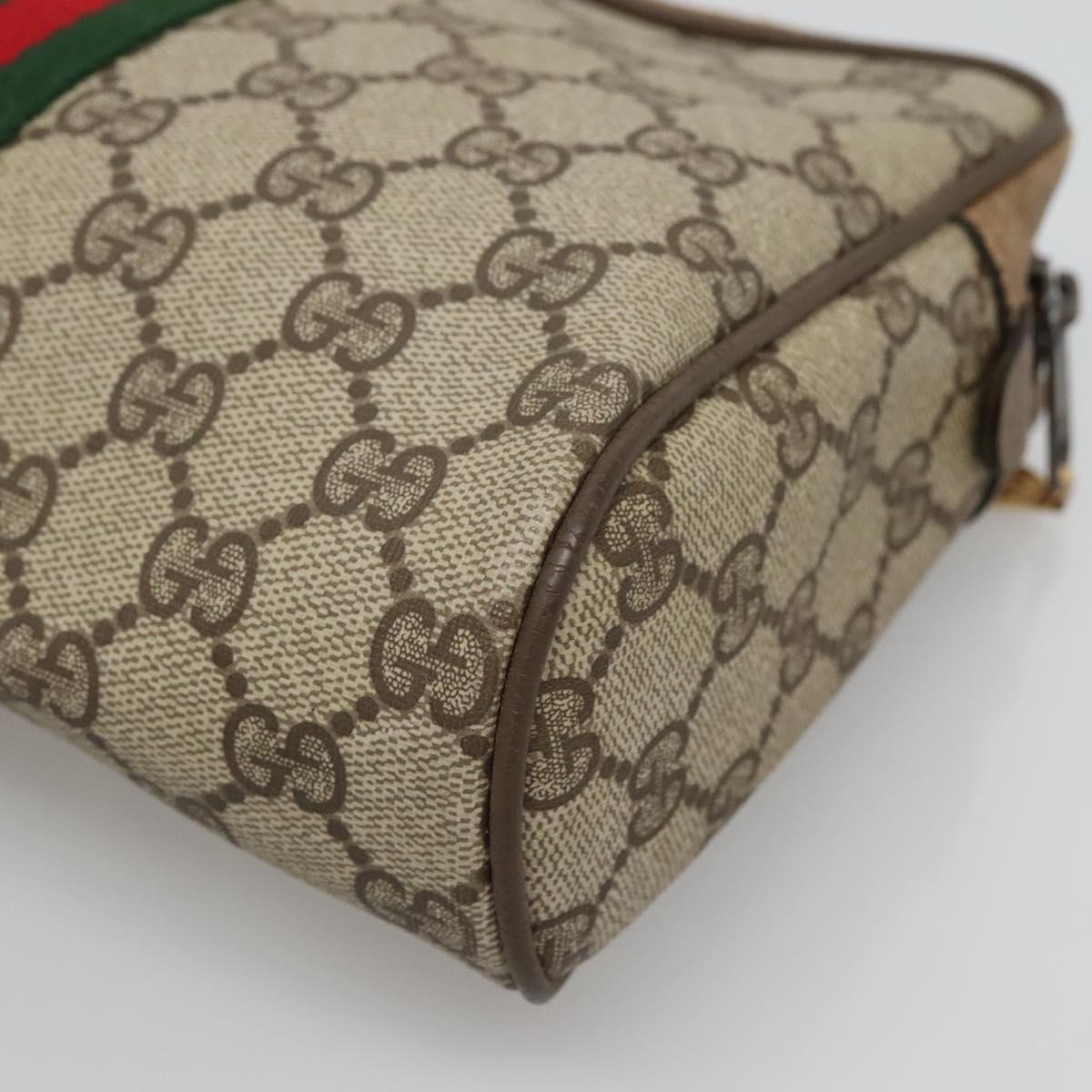 GUCCI GG Supreme Web Sherry Line Clutch Bag PVC Beige Gold 63 01 012 Auth BA4011