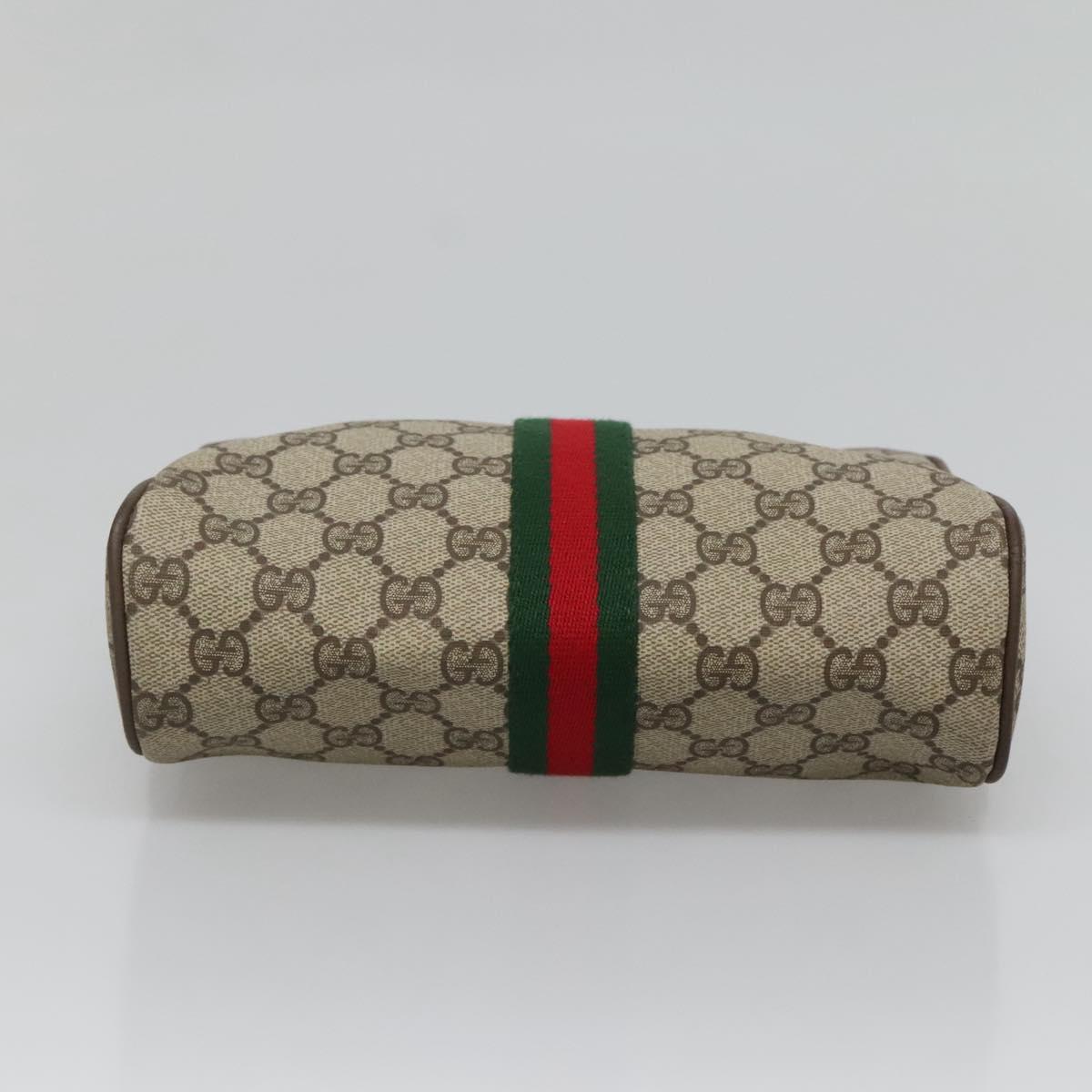 GUCCI GG Supreme Web Sherry Line Clutch Bag PVC Beige Gold 63 01 012 Auth BA4011