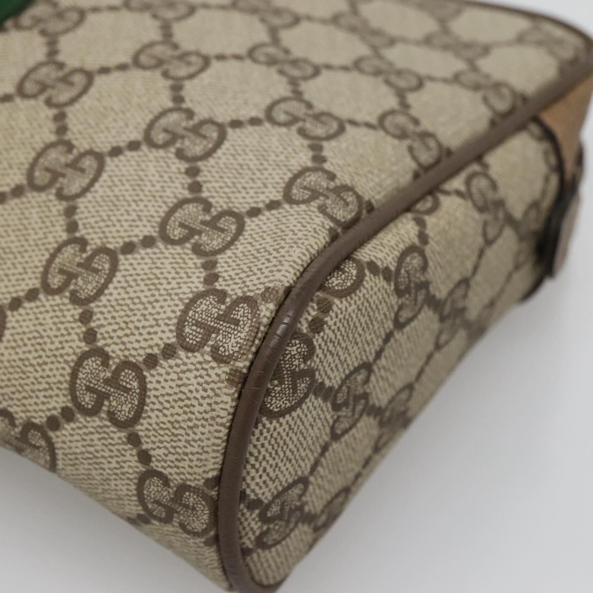 GUCCI GG Supreme Web Sherry Line Clutch Bag PVC Beige Gold 63 01 012 Auth BA4011