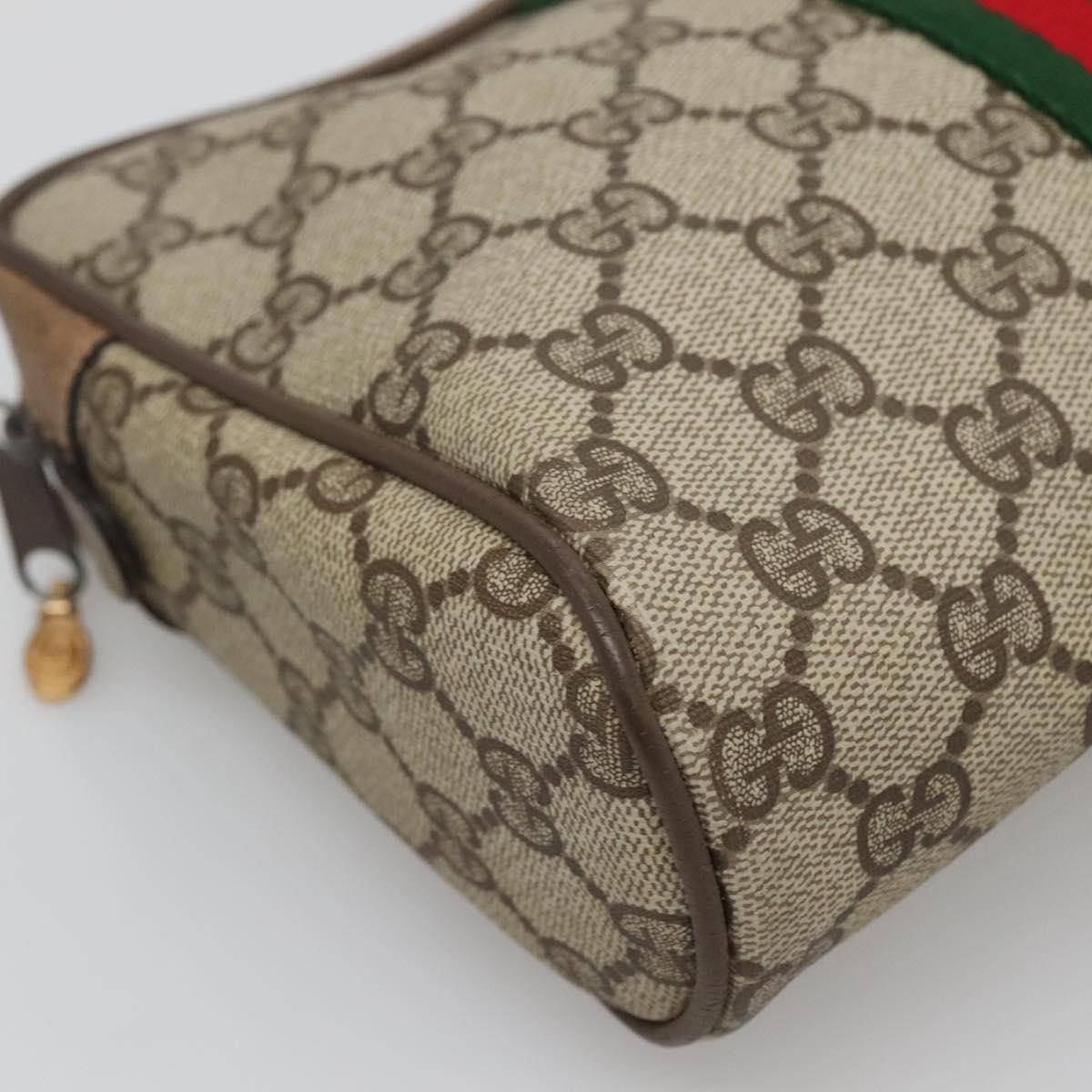GUCCI GG Supreme Web Sherry Line Clutch Bag PVC Beige Gold 63 01 012 Auth BA4011