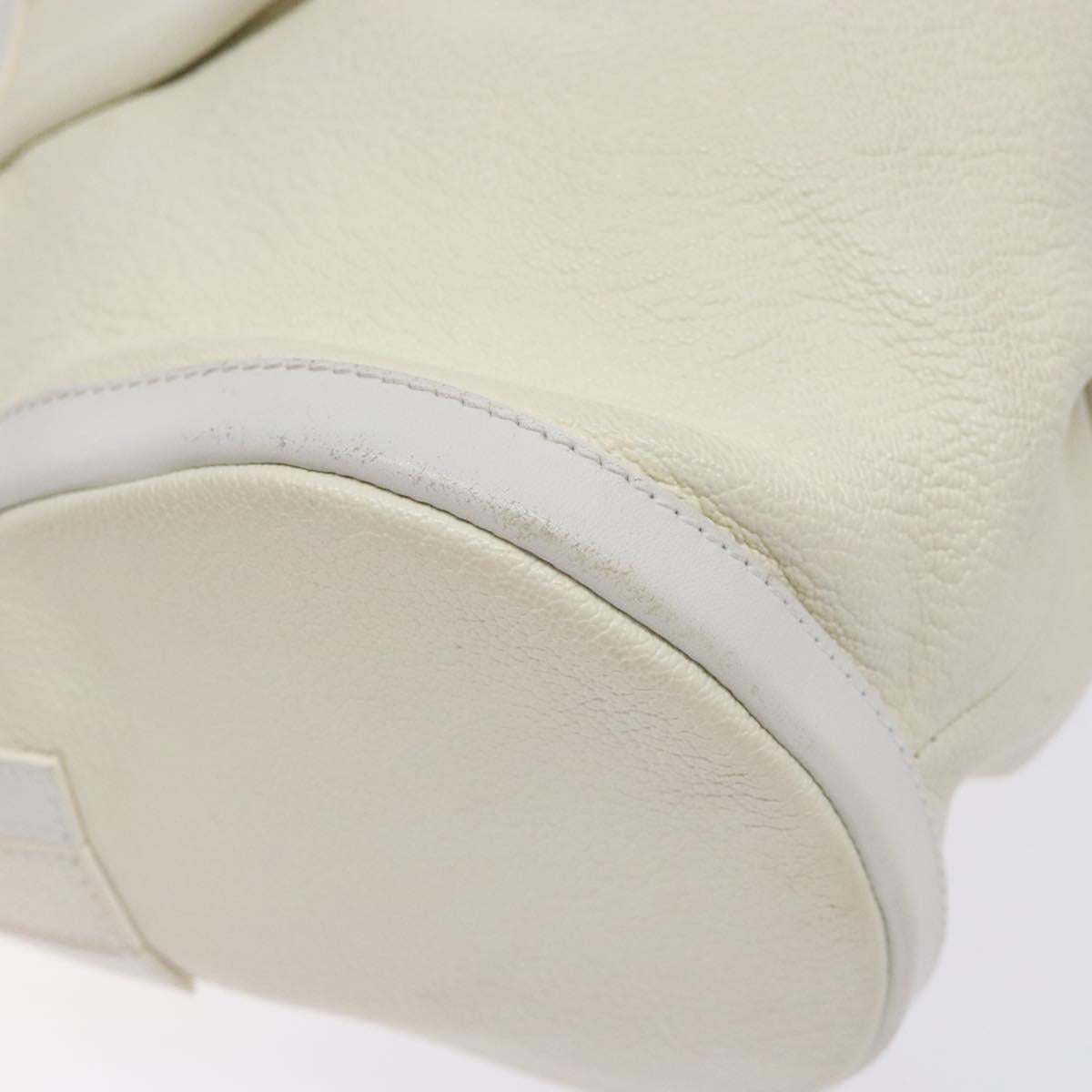 BVLGARI Shoulder Bag Leather Cream Gold Auth BA4015