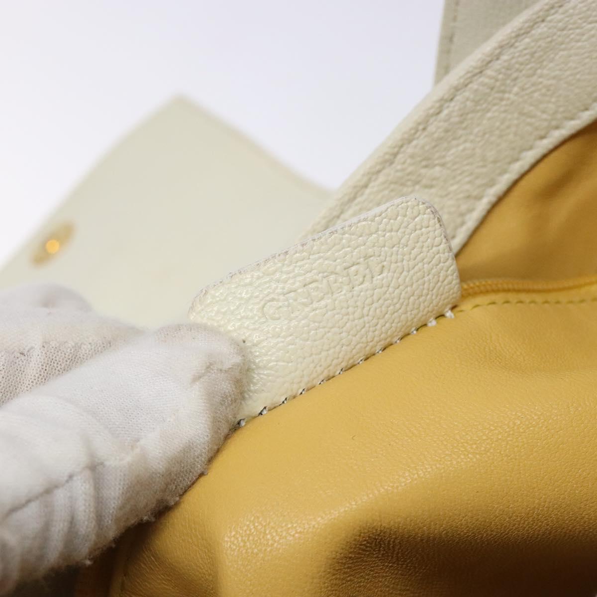 BVLGARI Shoulder Bag Leather Cream Gold Auth BA4015