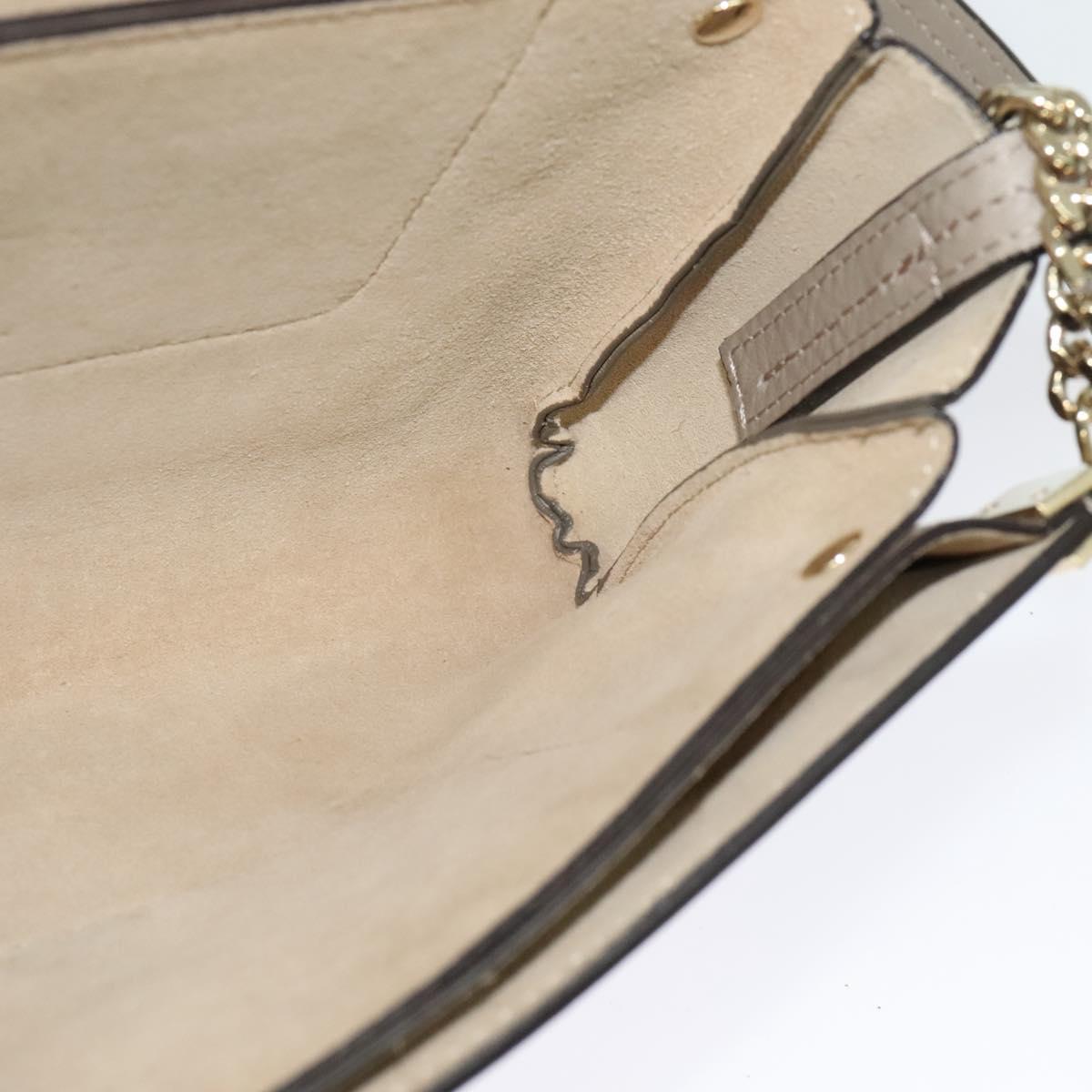 Chloe Fay Shoulder Bag Leather Greige Gold Auth BA4020