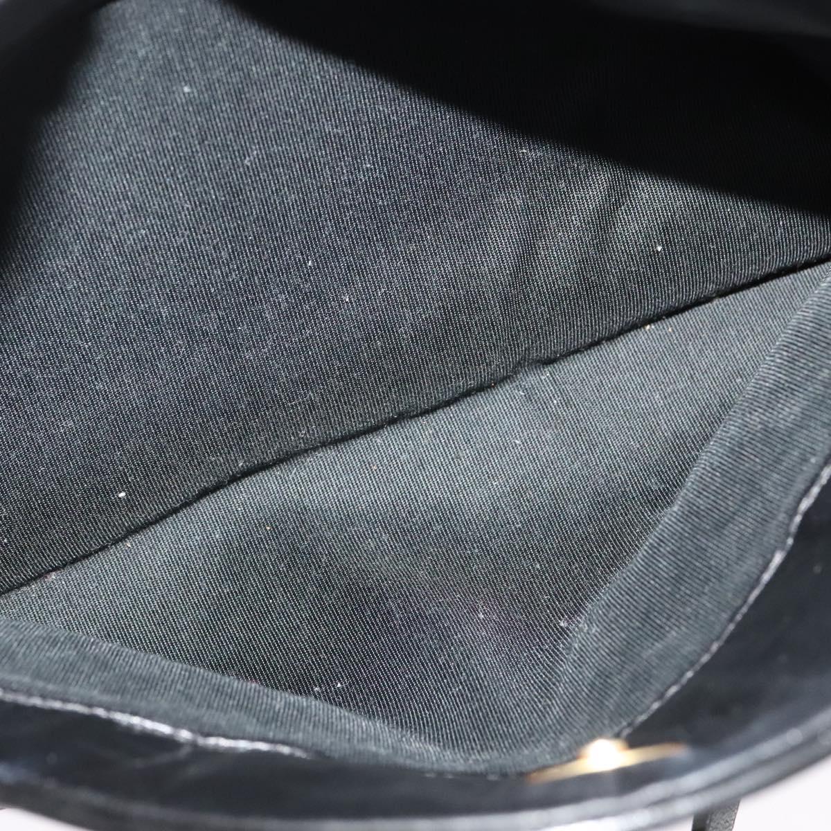 BALLY Quilted Chain Shoulder Bag Leather Black Gold Auth BA4040