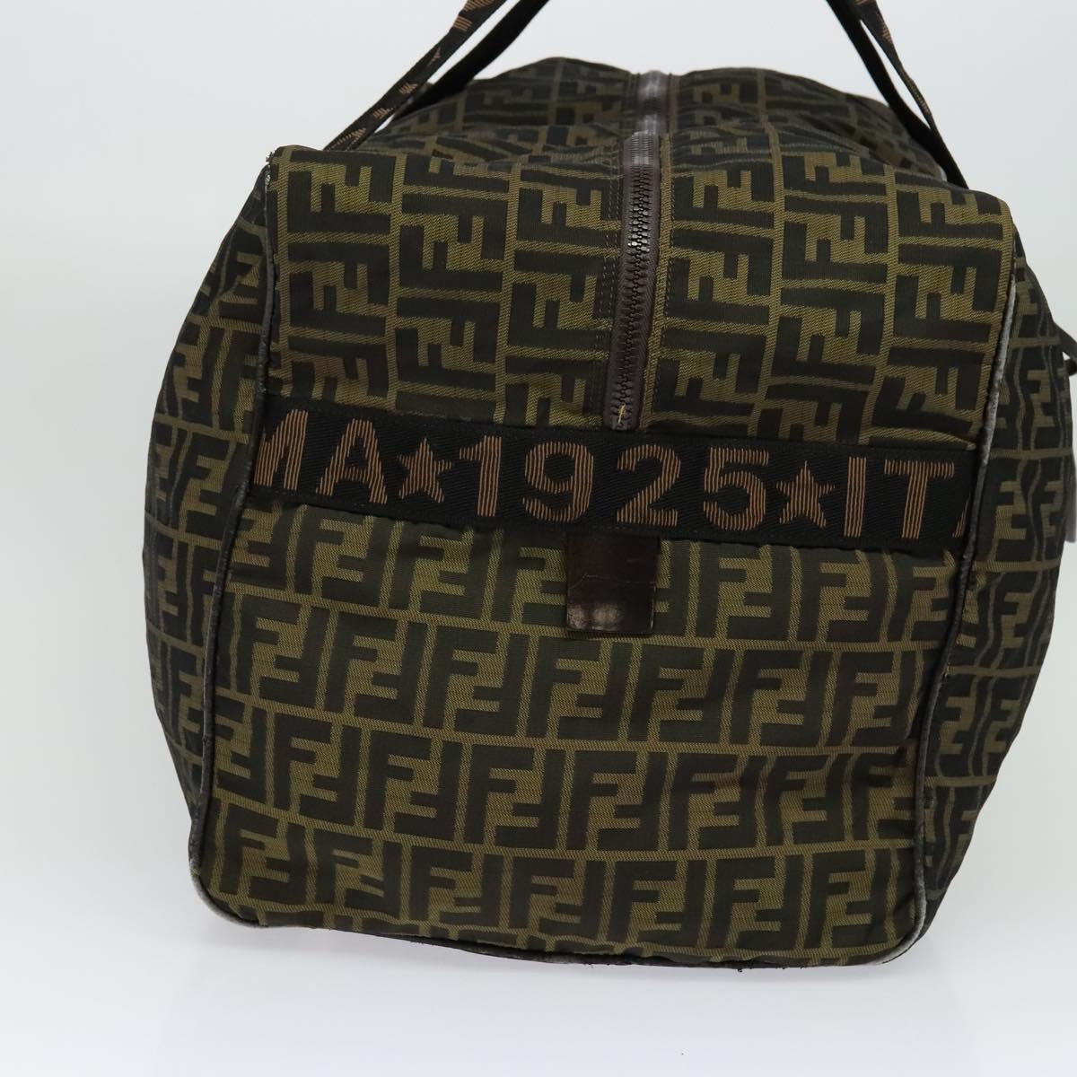 FENDI Zucca Canvas Boston Bag Brown Black Auth BA4042