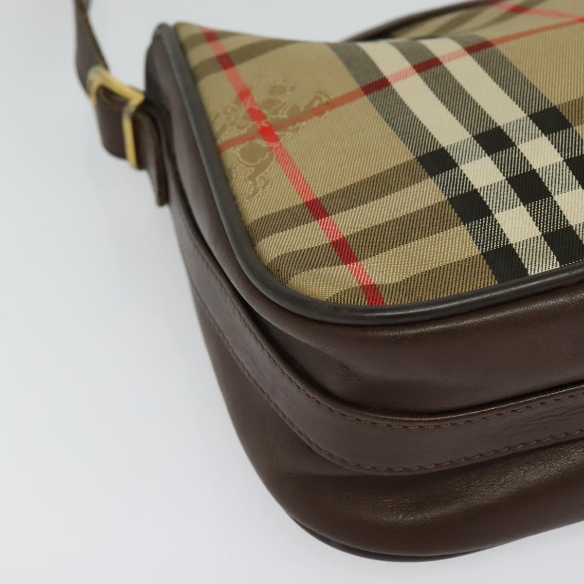 Burberrys Nova Check Shoulder Bag Canvas Beige Auth BA4043