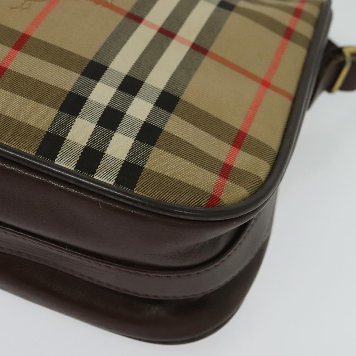 Burberrys Nova Check Shoulder Bag Canvas Beige Auth BA4043