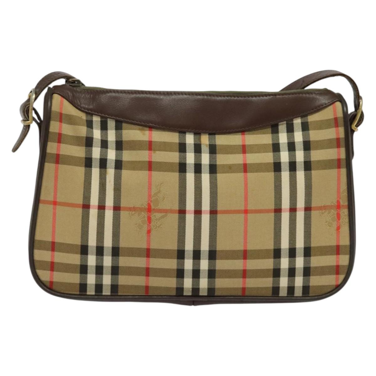 Burberrys Nova Check Shoulder Bag Canvas Beige Auth BA4043