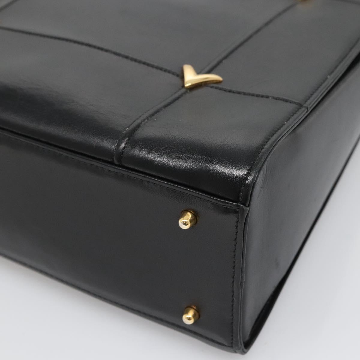 VALENTINO Shoulder Bag Leather Black Gold Auth BA4048