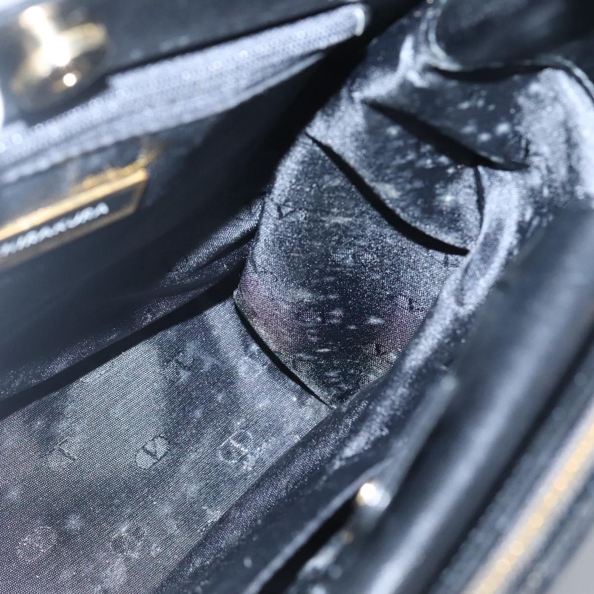 VALENTINO Shoulder Bag Leather Black Gold Auth BA4048