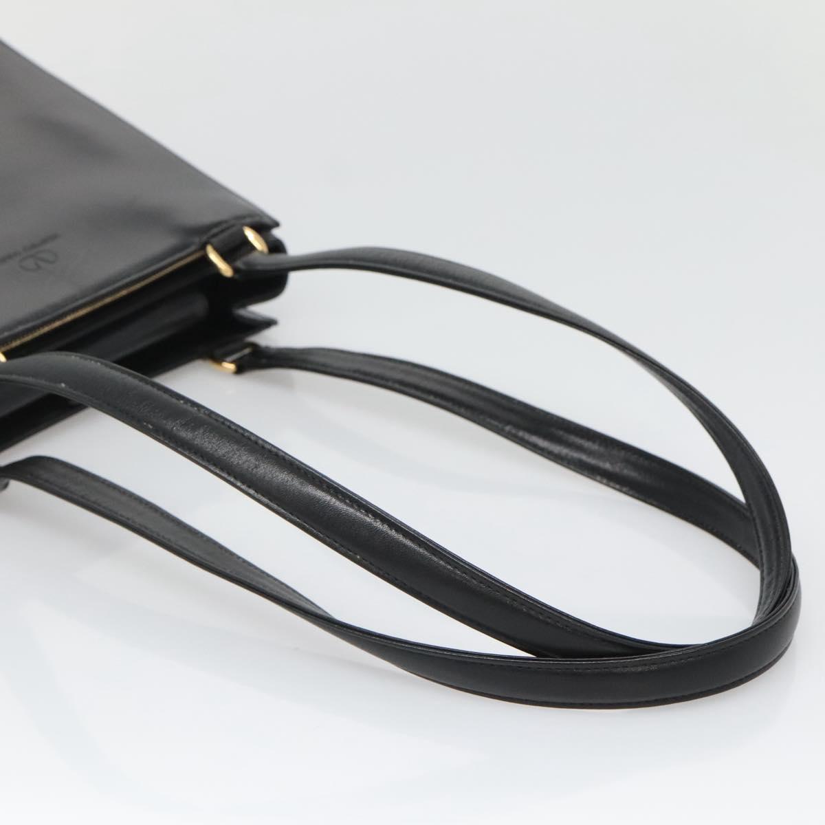 VALENTINO Shoulder Bag Leather Black Gold Auth BA4048