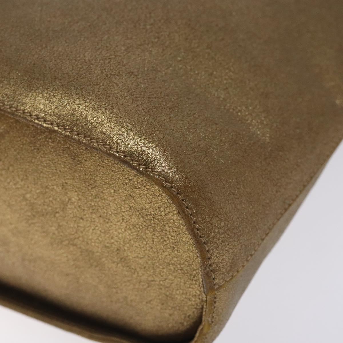Salvatore Ferragamo Gancini Tote Bag Leather Gold Auth BA4052