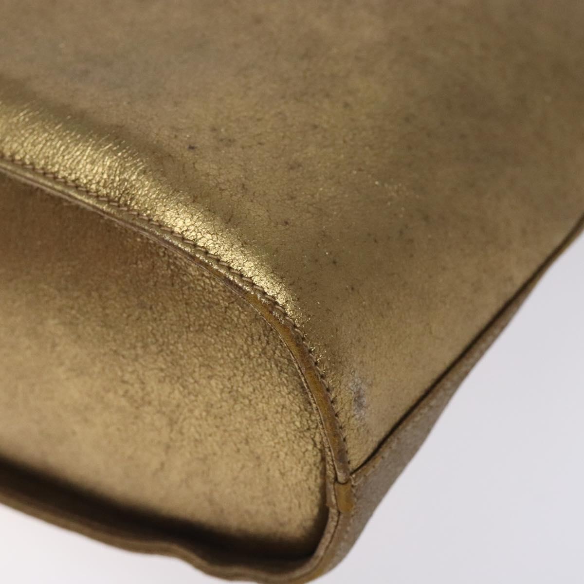 Salvatore Ferragamo Gancini Tote Bag Leather Gold Auth BA4052