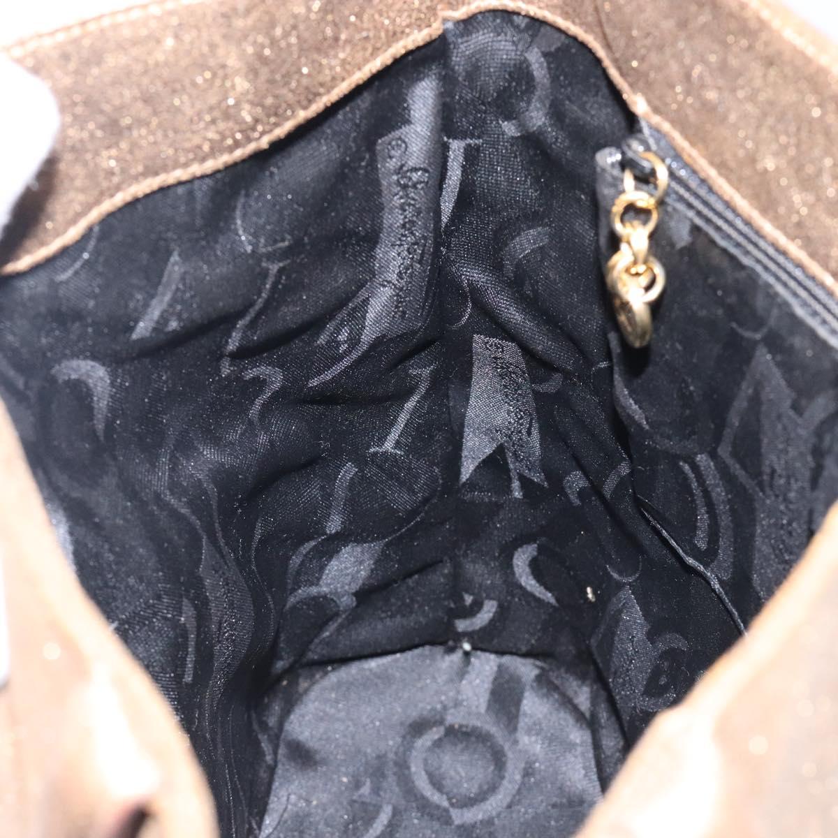 Salvatore Ferragamo Gancini Tote Bag Leather Gold Auth BA4052