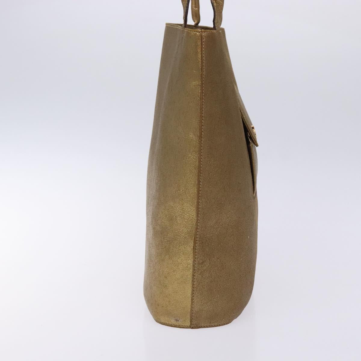 Salvatore Ferragamo Gancini Tote Bag Leather Gold Auth BA4052