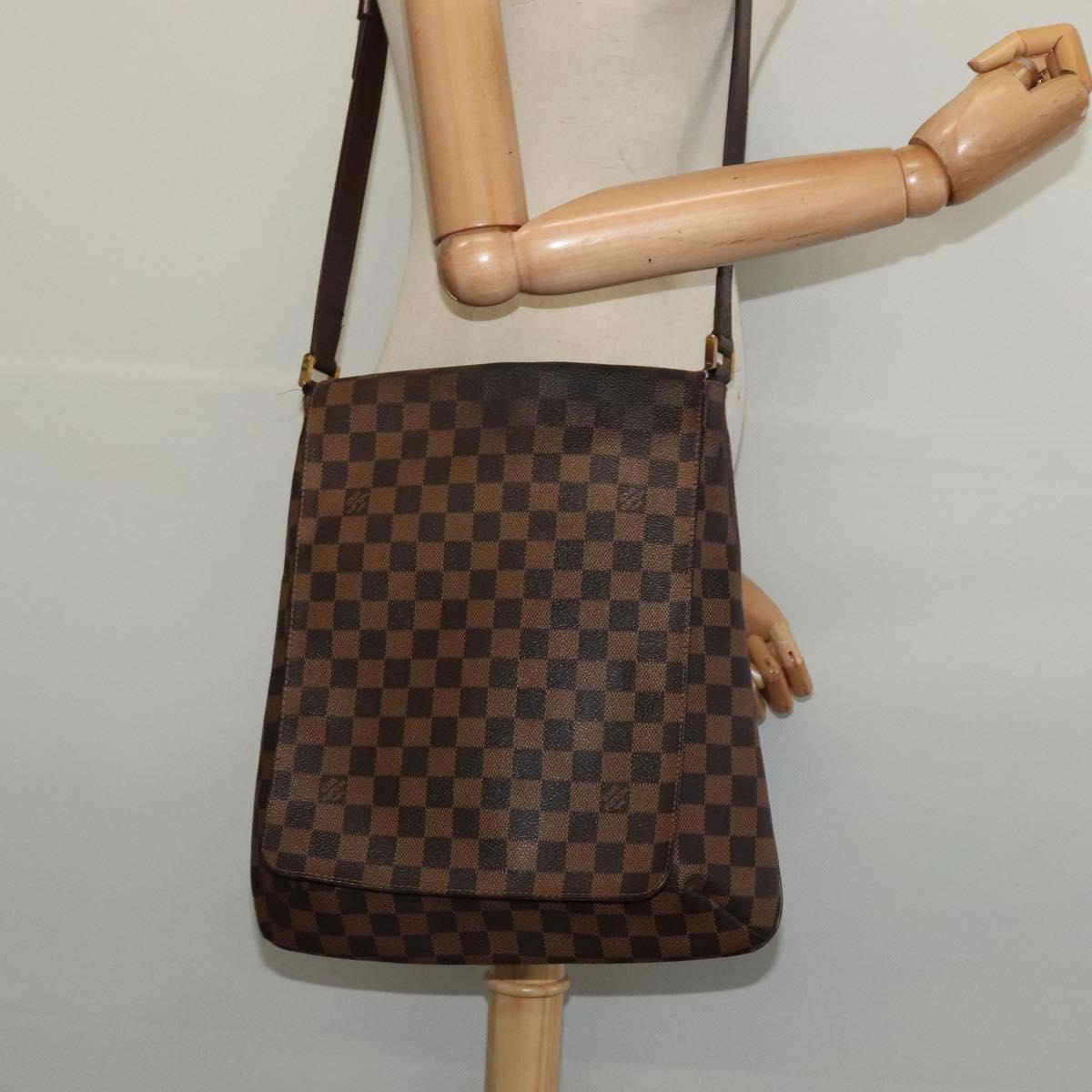 LOUIS VUITTON Damier Ebene Musette Shoulder Bag N51302 LV Auth BA4053