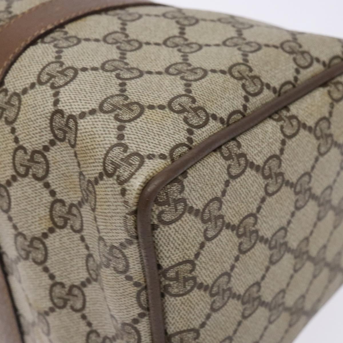 GUCCI GG Supreme Web Sherry Line Hand Bag PVC Beige Gold 39 02 007 Auth BA4056