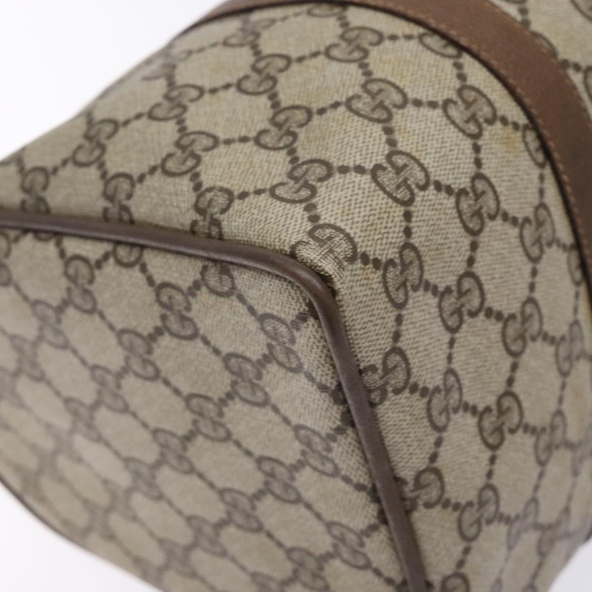 GUCCI GG Supreme Web Sherry Line Hand Bag PVC Beige Gold 39 02 007 Auth BA4056