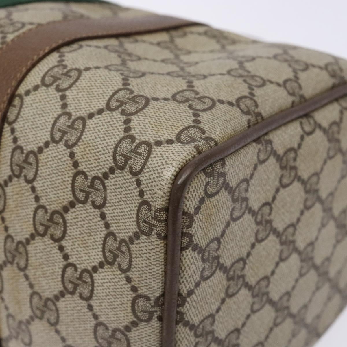 GUCCI GG Supreme Web Sherry Line Hand Bag PVC Beige Gold 39 02 007 Auth BA4056