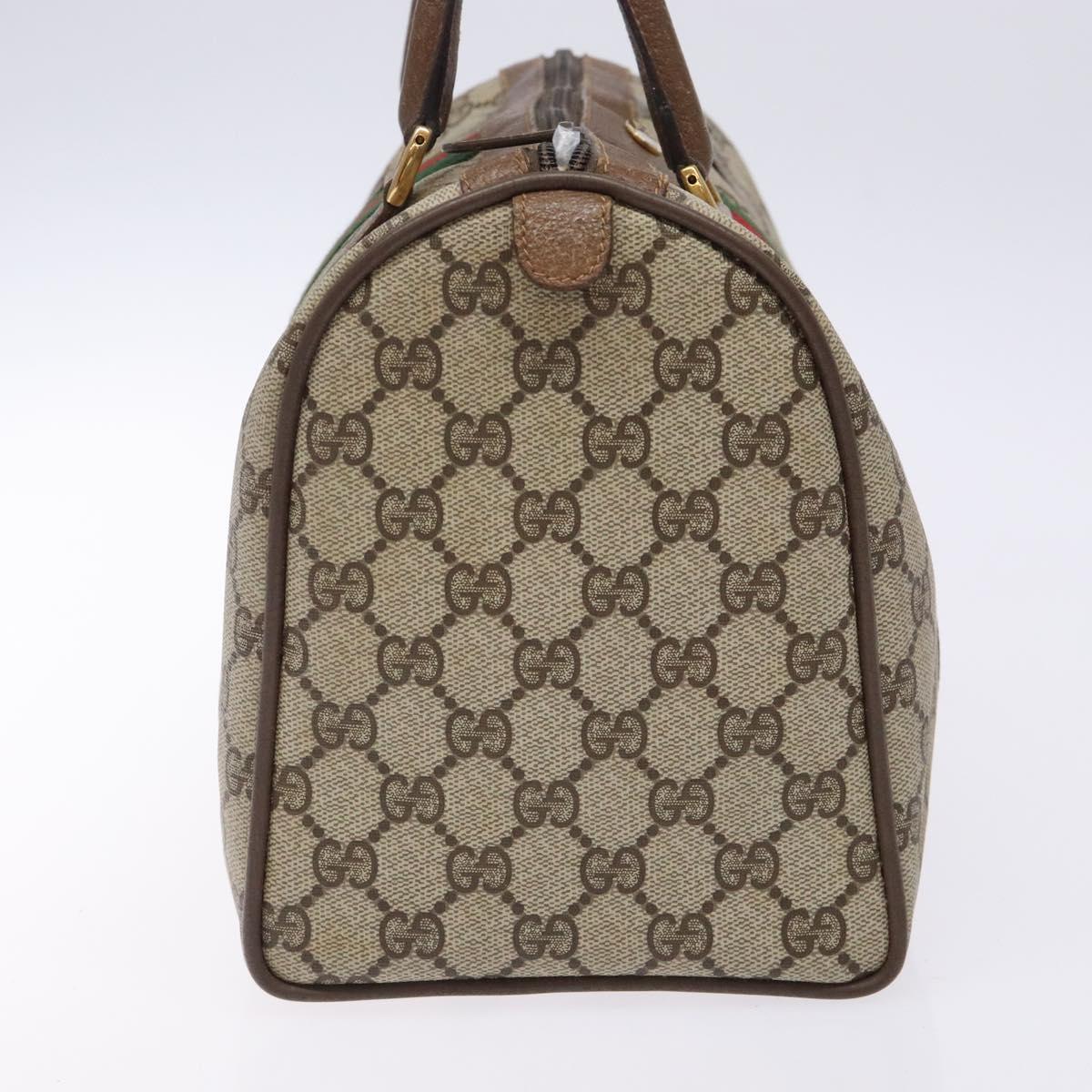 GUCCI GG Supreme Web Sherry Line Hand Bag PVC Beige Gold 39 02 007 Auth BA4056