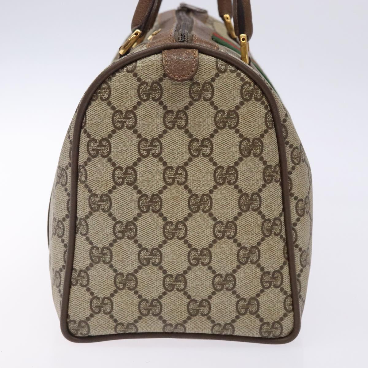 GUCCI GG Supreme Web Sherry Line Hand Bag PVC Beige Gold 39 02 007 Auth BA4056
