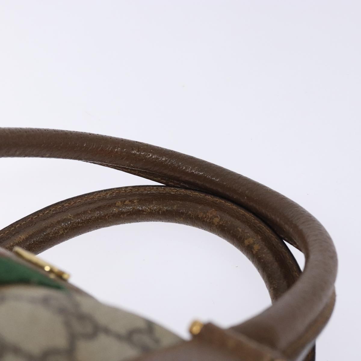 GUCCI GG Supreme Web Sherry Line Hand Bag PVC Beige Gold 39 02 007 Auth BA4056