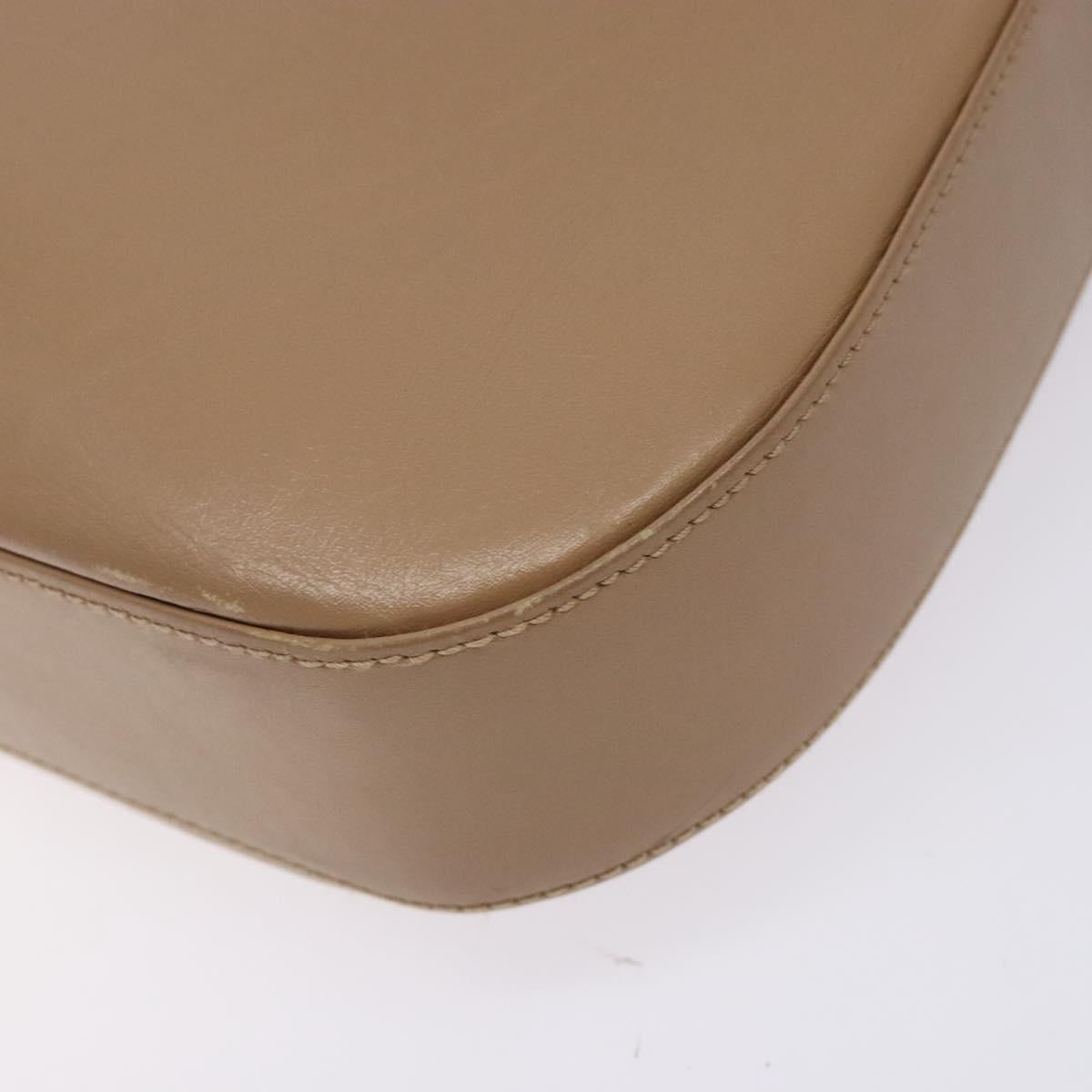 Salvatore Ferragamo Gancini Shoulder Bag Leather Beige Gold Auth BA4057