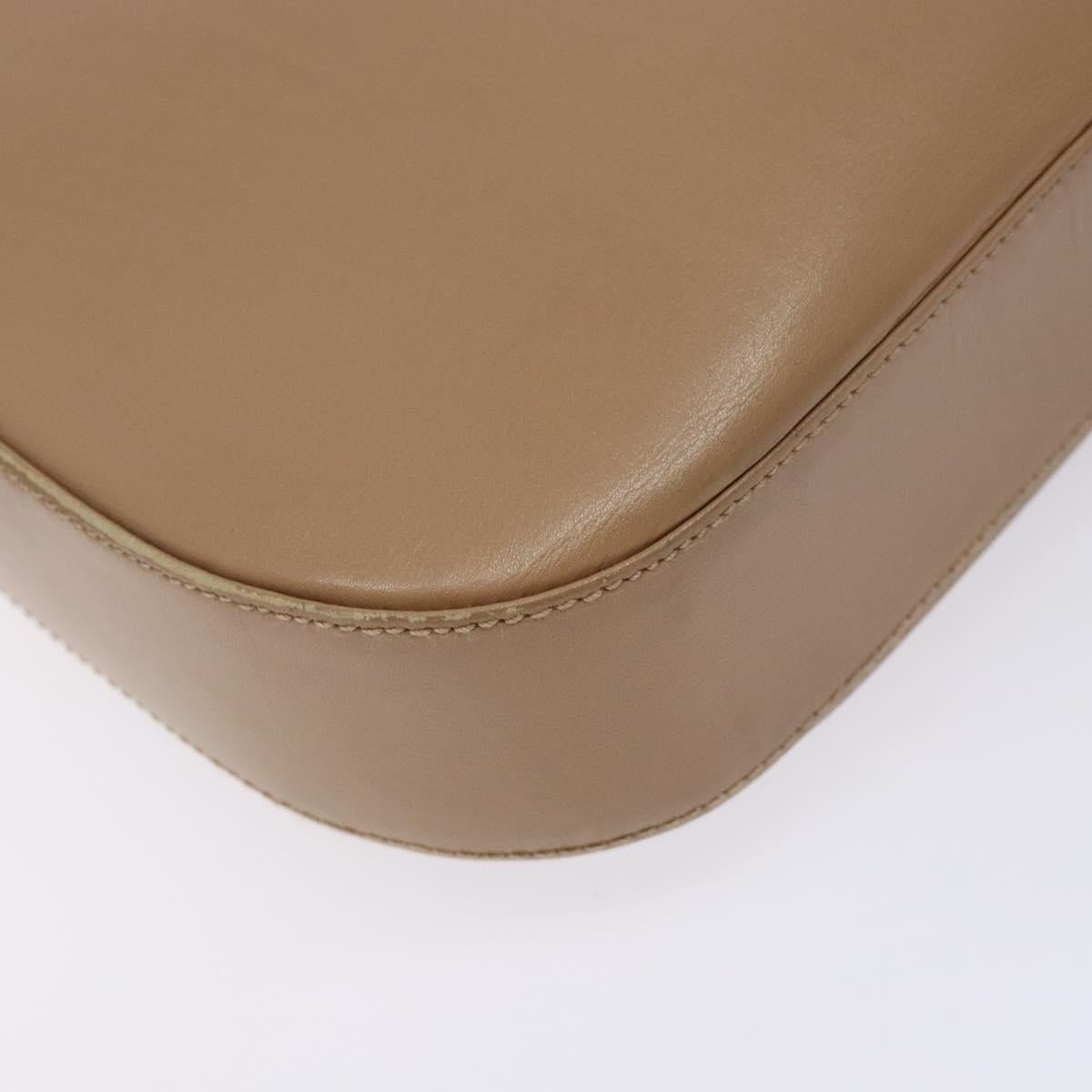 Salvatore Ferragamo Gancini Shoulder Bag Leather Beige Gold Auth BA4057